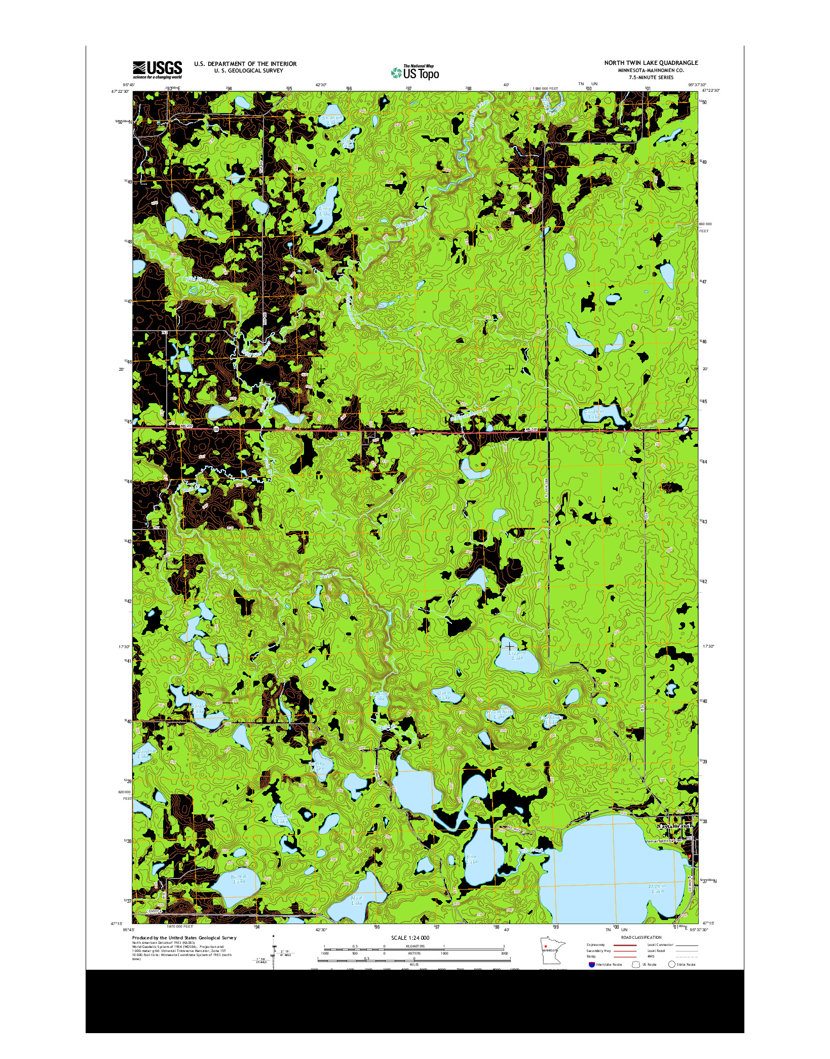 USGS US TOPO 7.5-MINUTE MAP FOR NORTH TWIN LAKE, MN 2013