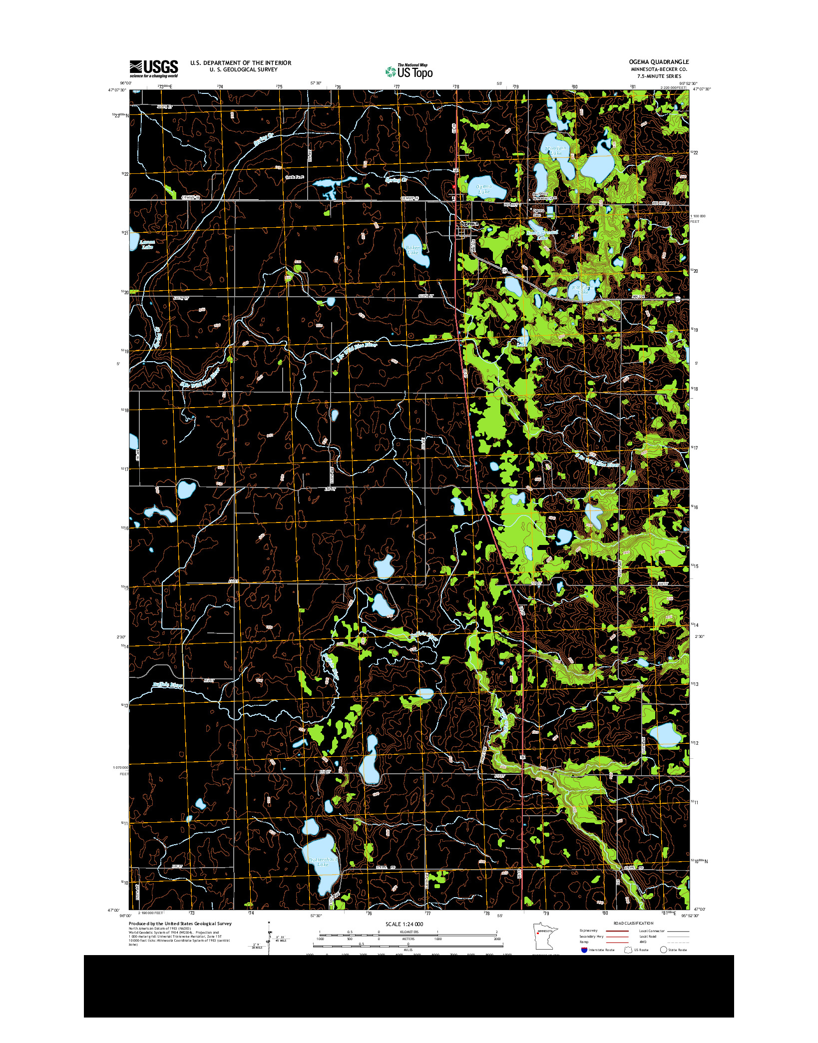 USGS US TOPO 7.5-MINUTE MAP FOR OGEMA, MN 2013