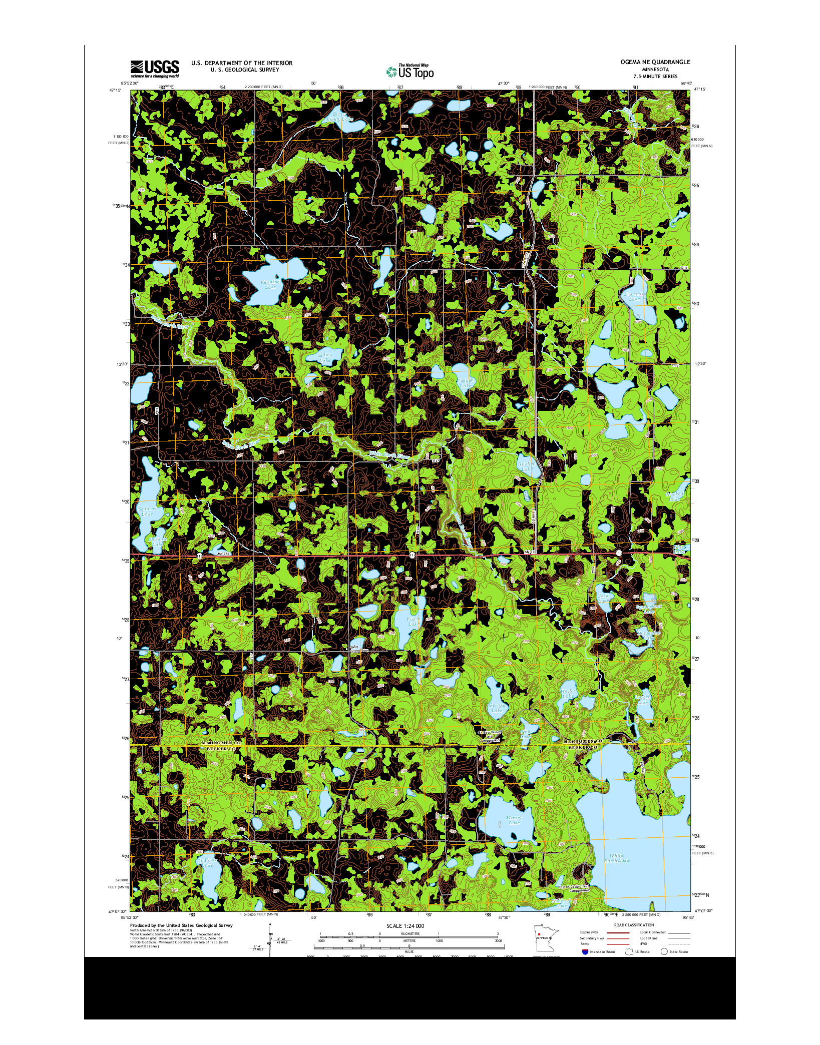 USGS US TOPO 7.5-MINUTE MAP FOR OGEMA NE, MN 2013