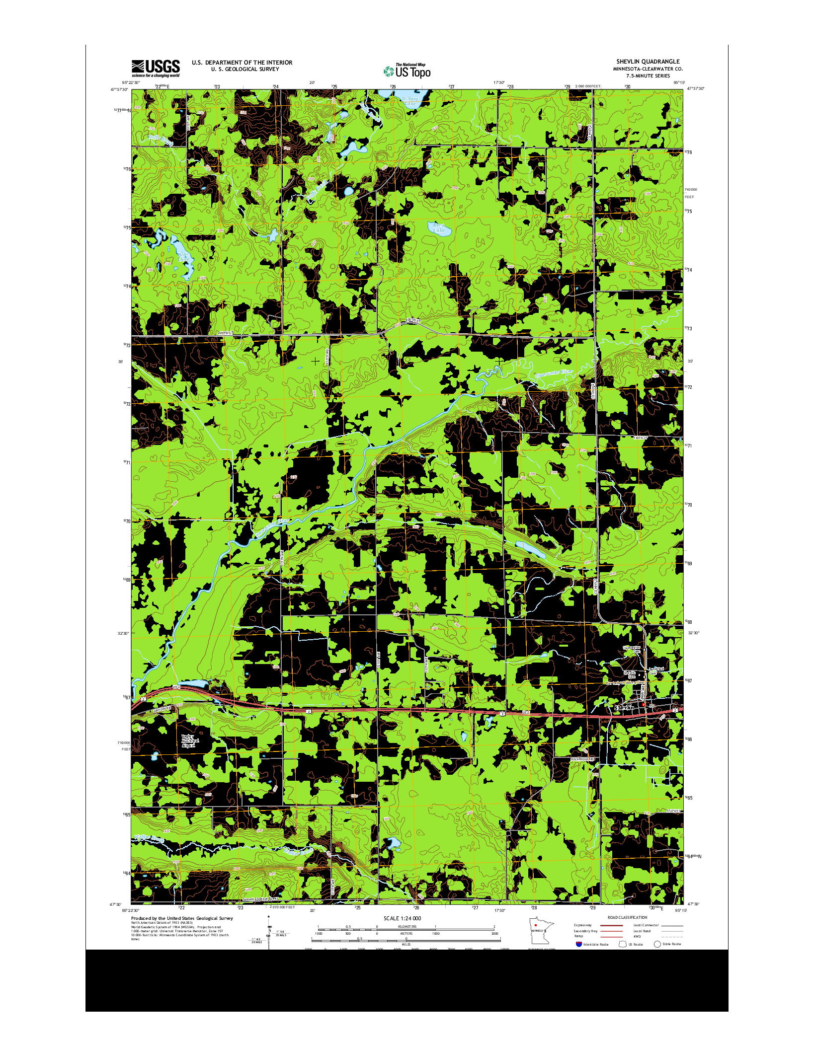 USGS US TOPO 7.5-MINUTE MAP FOR SHEVLIN, MN 2013