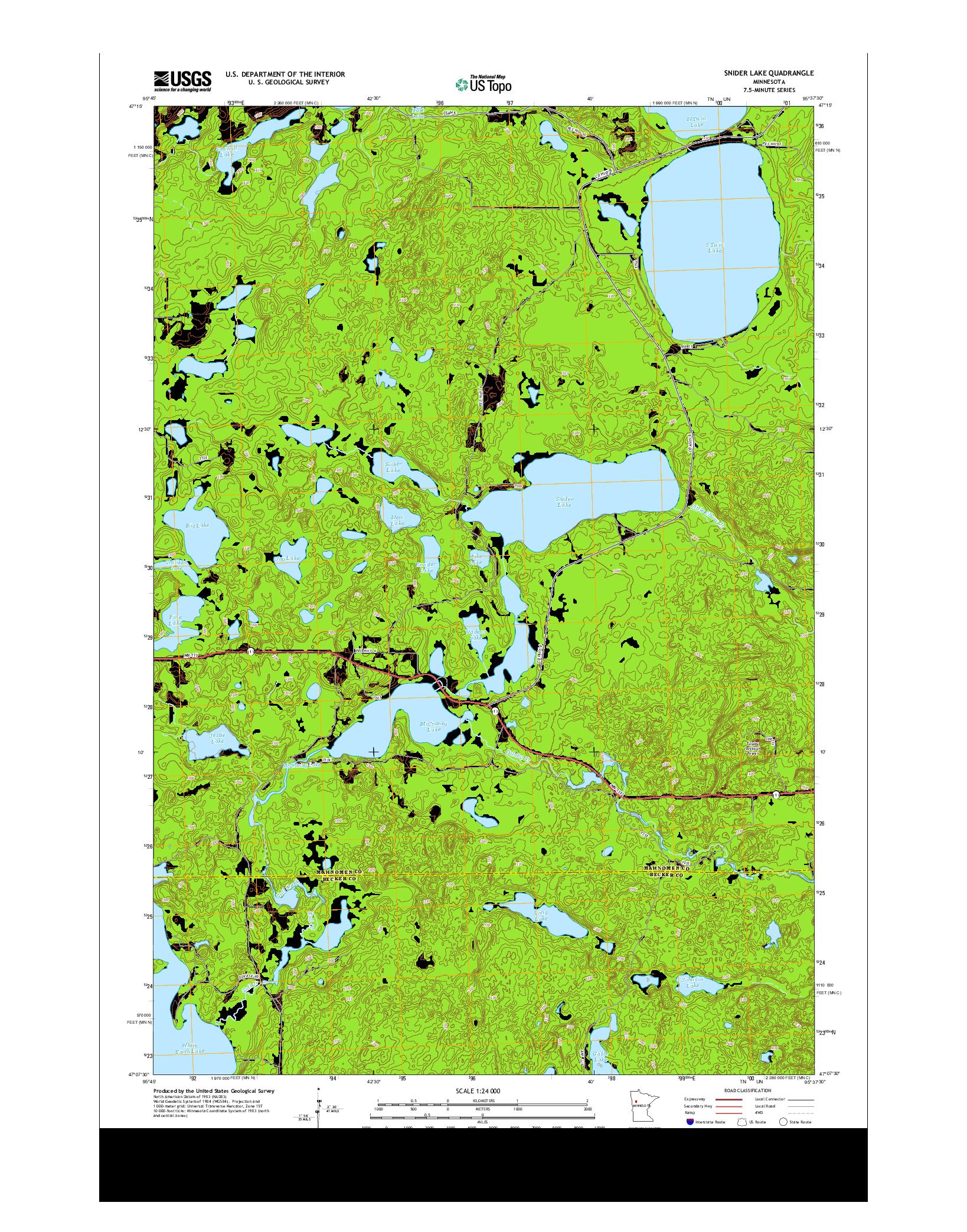 USGS US TOPO 7.5-MINUTE MAP FOR SNIDER LAKE, MN 2013
