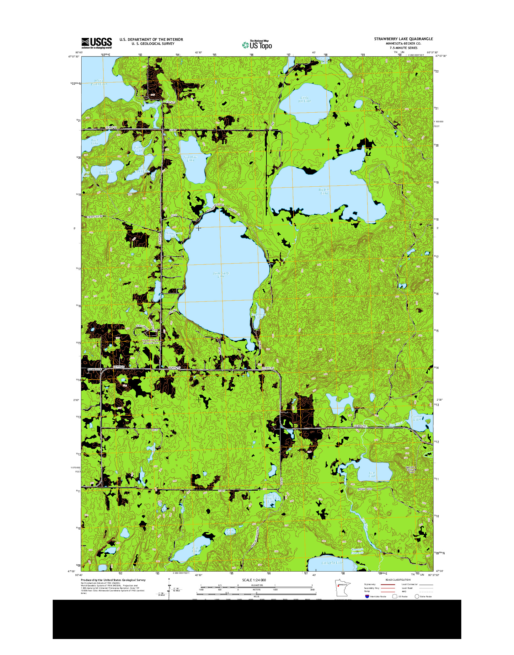 USGS US TOPO 7.5-MINUTE MAP FOR STRAWBERRY LAKE, MN 2013
