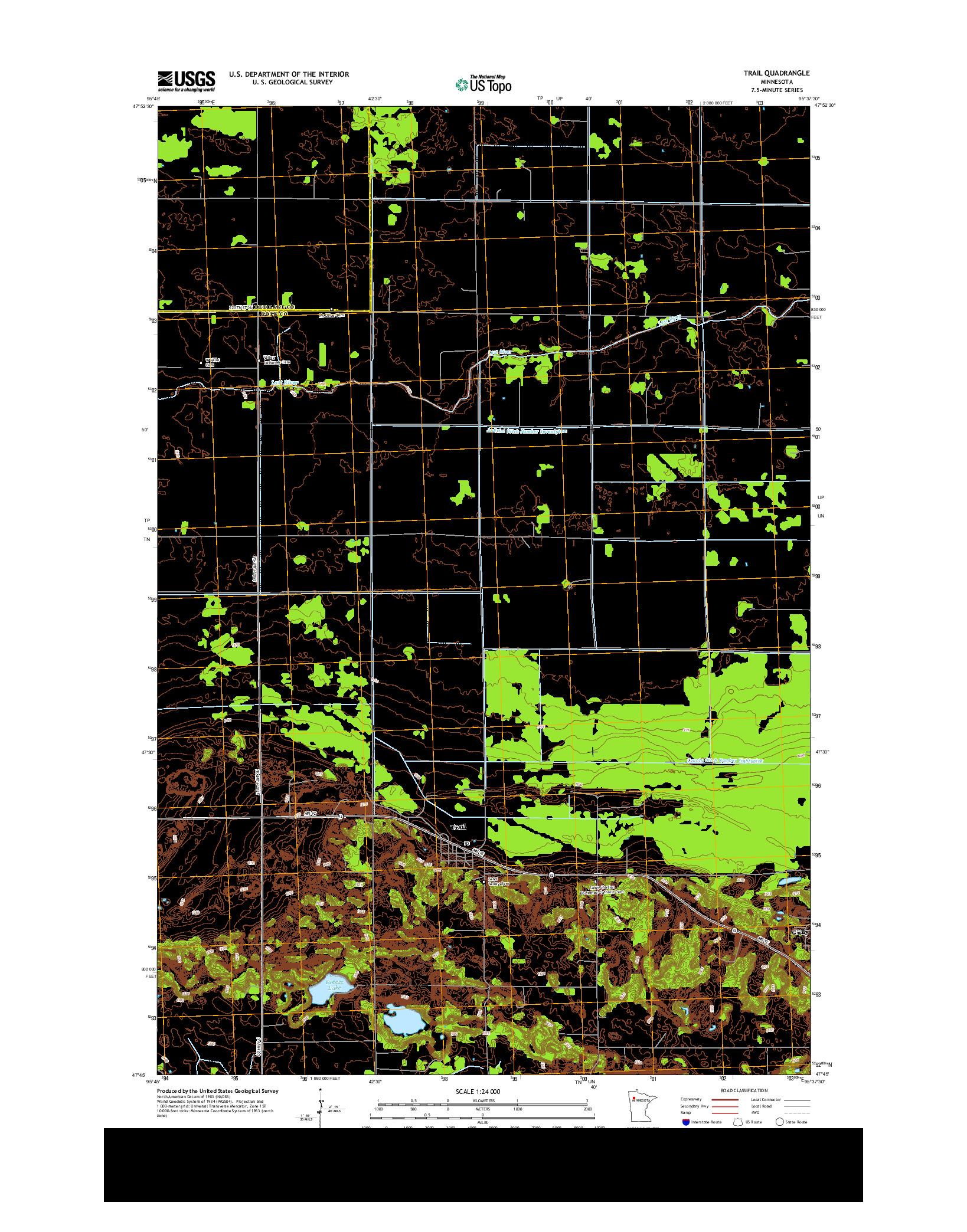 USGS US TOPO 7.5-MINUTE MAP FOR TRAIL, MN 2013