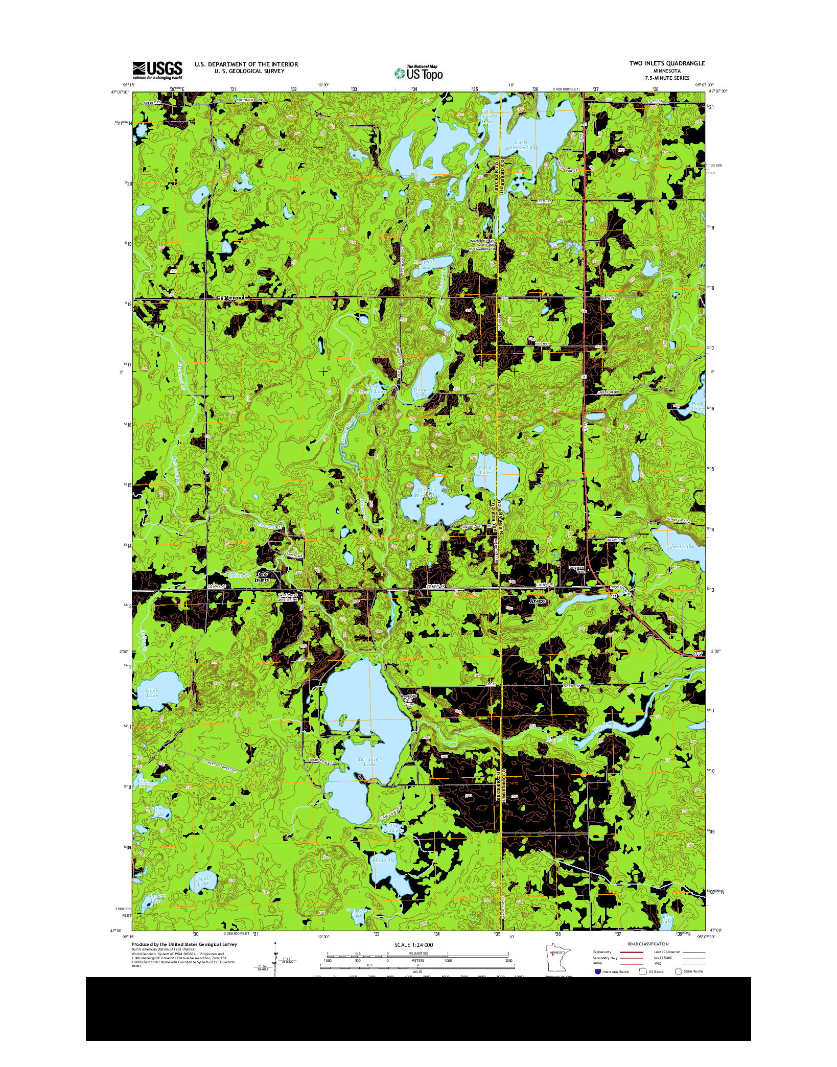 USGS US TOPO 7.5-MINUTE MAP FOR TWO INLETS, MN 2013