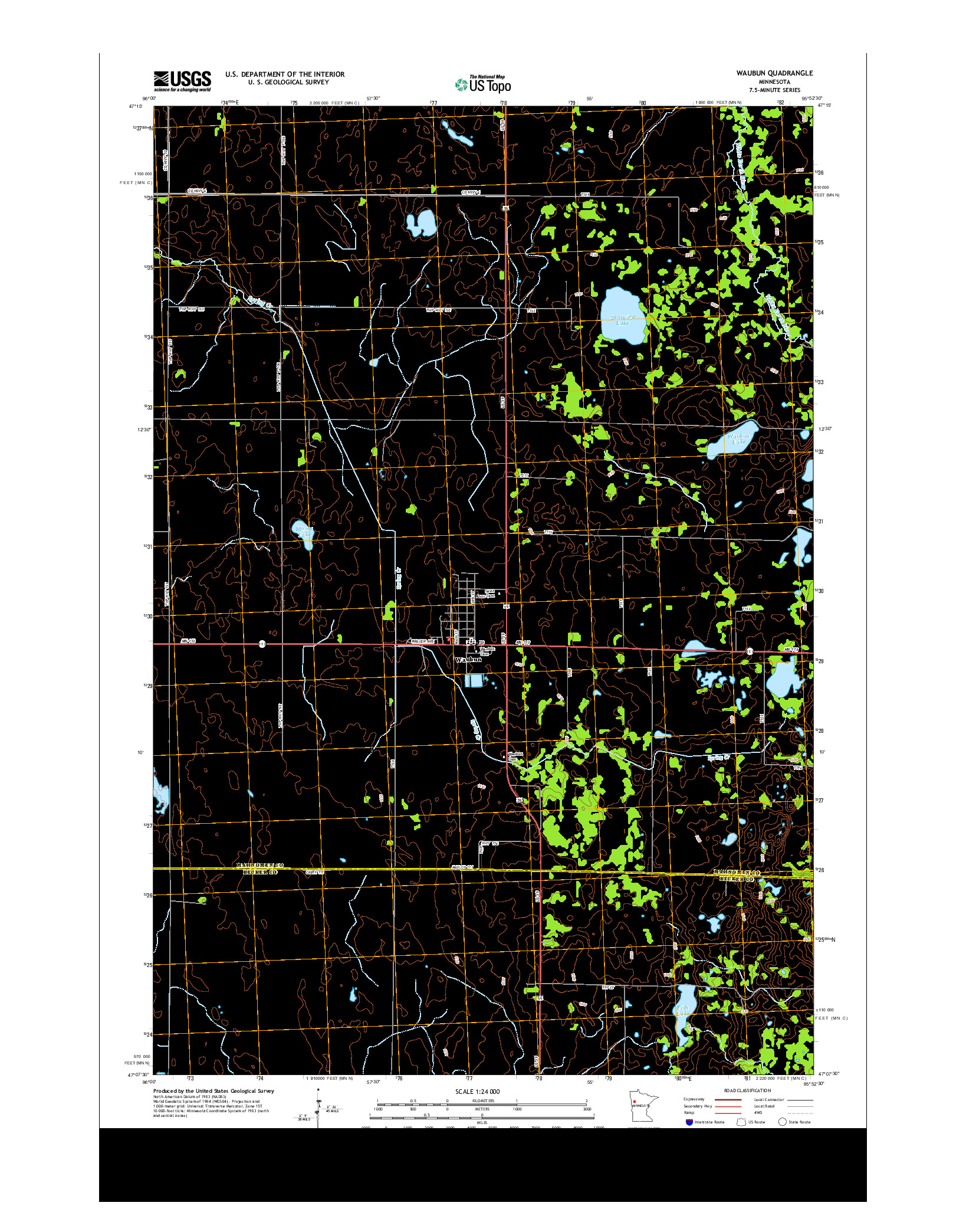 USGS US TOPO 7.5-MINUTE MAP FOR WAUBUN, MN 2013