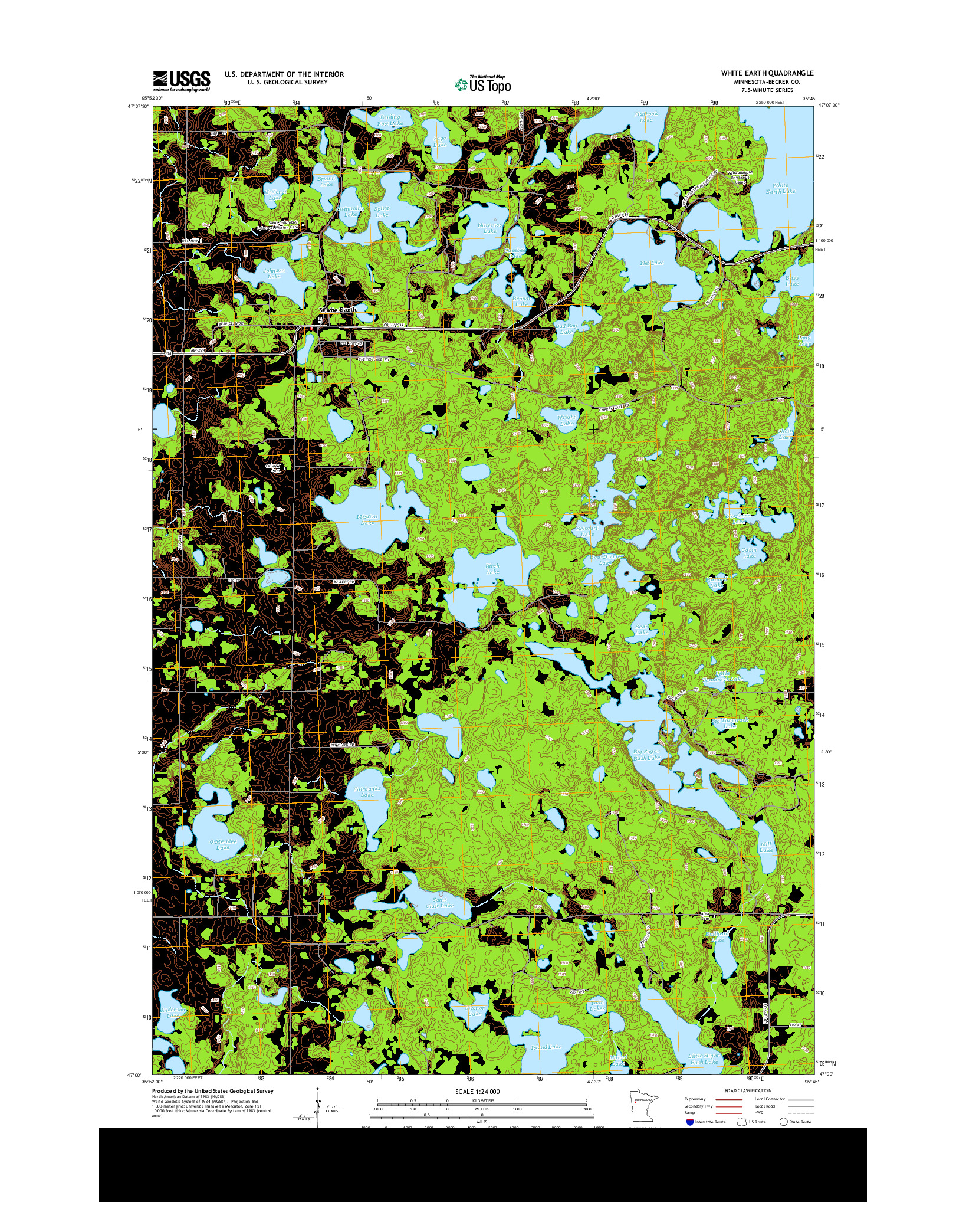 USGS US TOPO 7.5-MINUTE MAP FOR WHITE EARTH, MN 2013