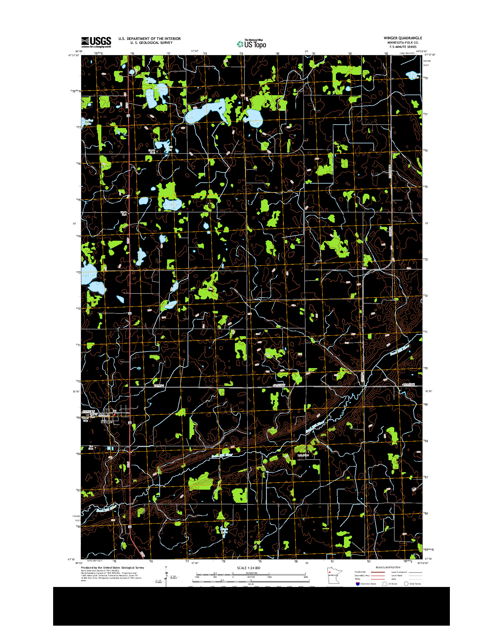 USGS US TOPO 7.5-MINUTE MAP FOR WINGER, MN 2013