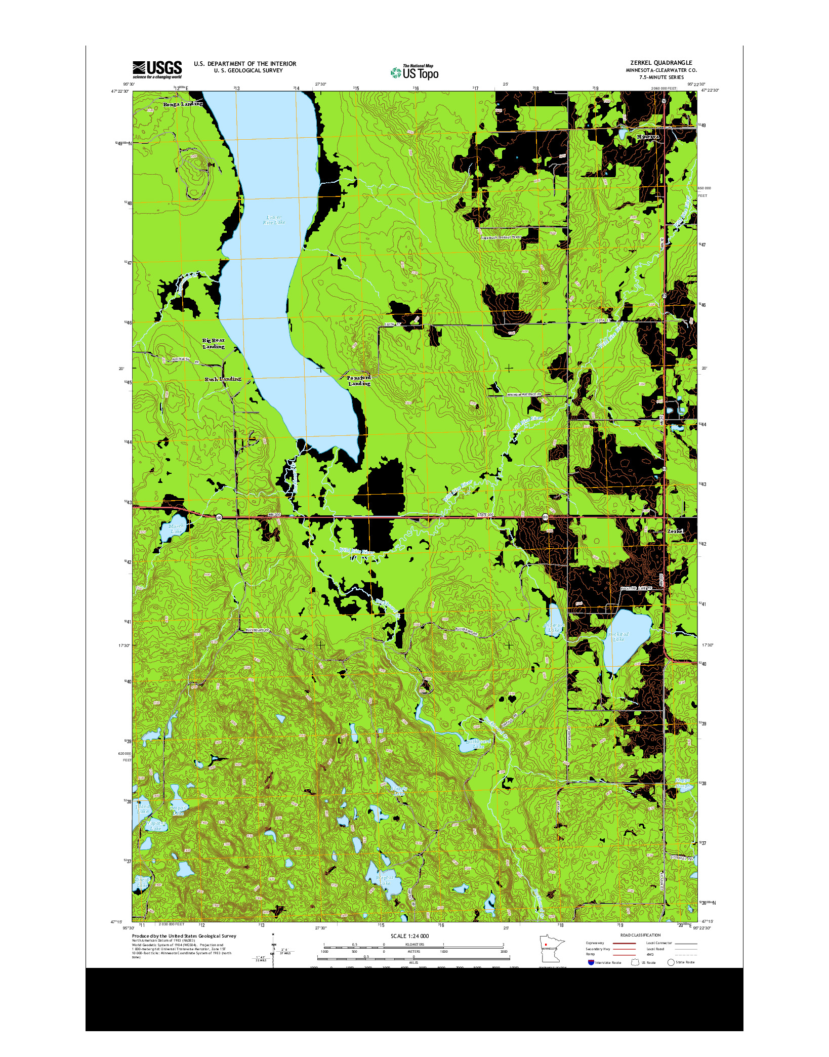 USGS US TOPO 7.5-MINUTE MAP FOR ZERKEL, MN 2013