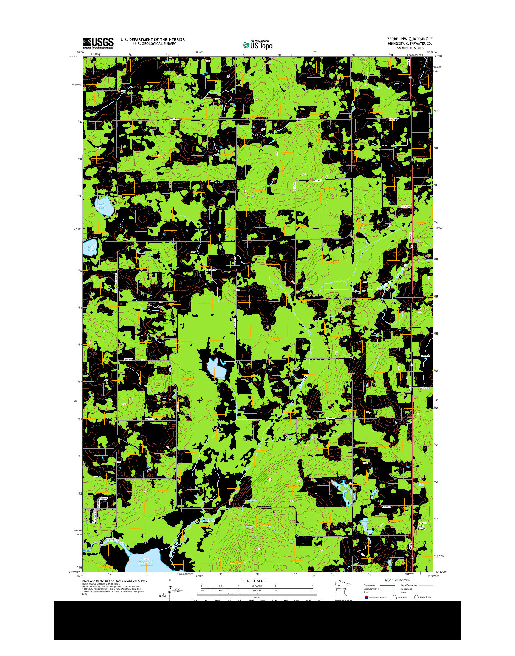 USGS US TOPO 7.5-MINUTE MAP FOR ZERKEL NW, MN 2013