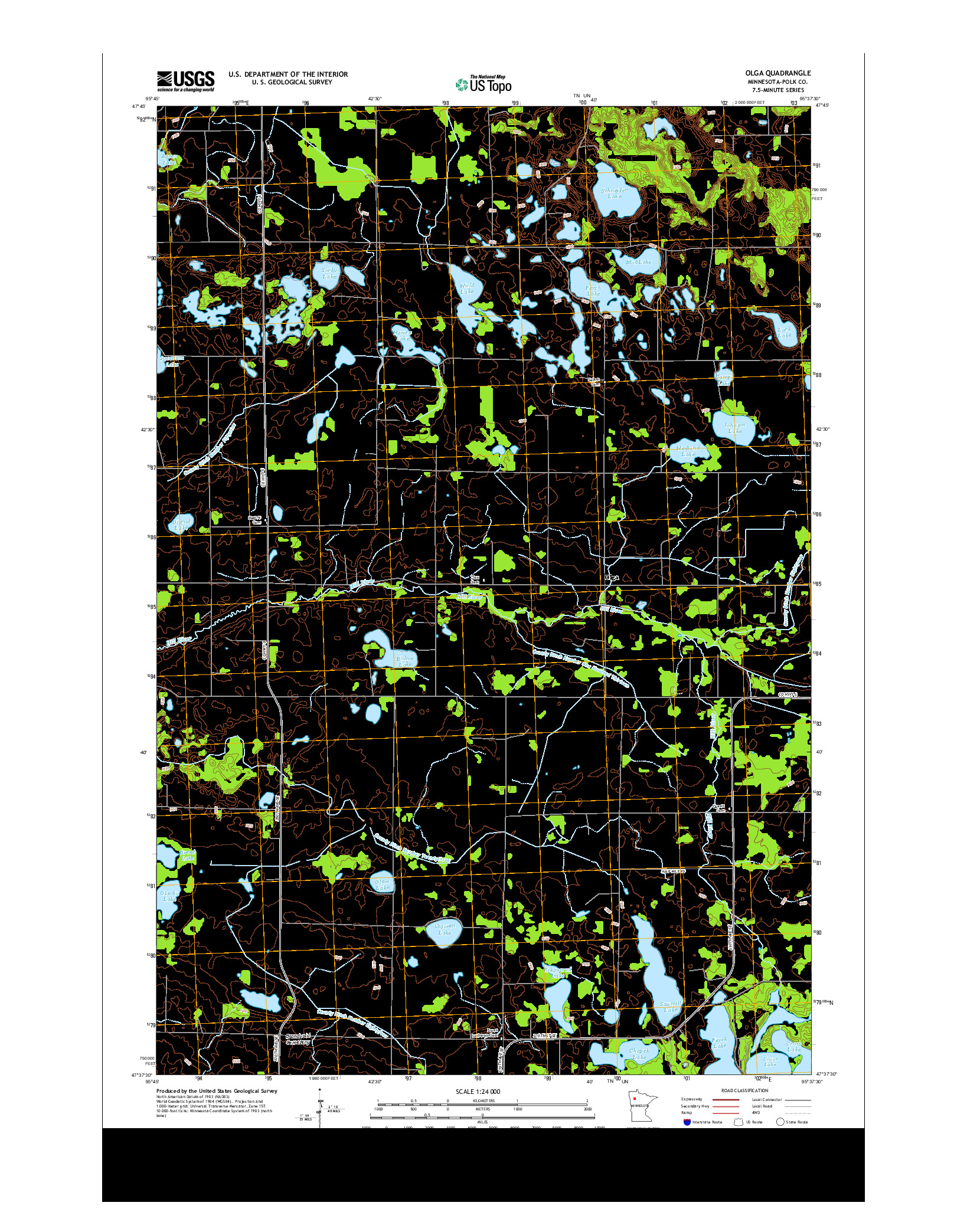 USGS US TOPO 7.5-MINUTE MAP FOR OLGA, MN 2013