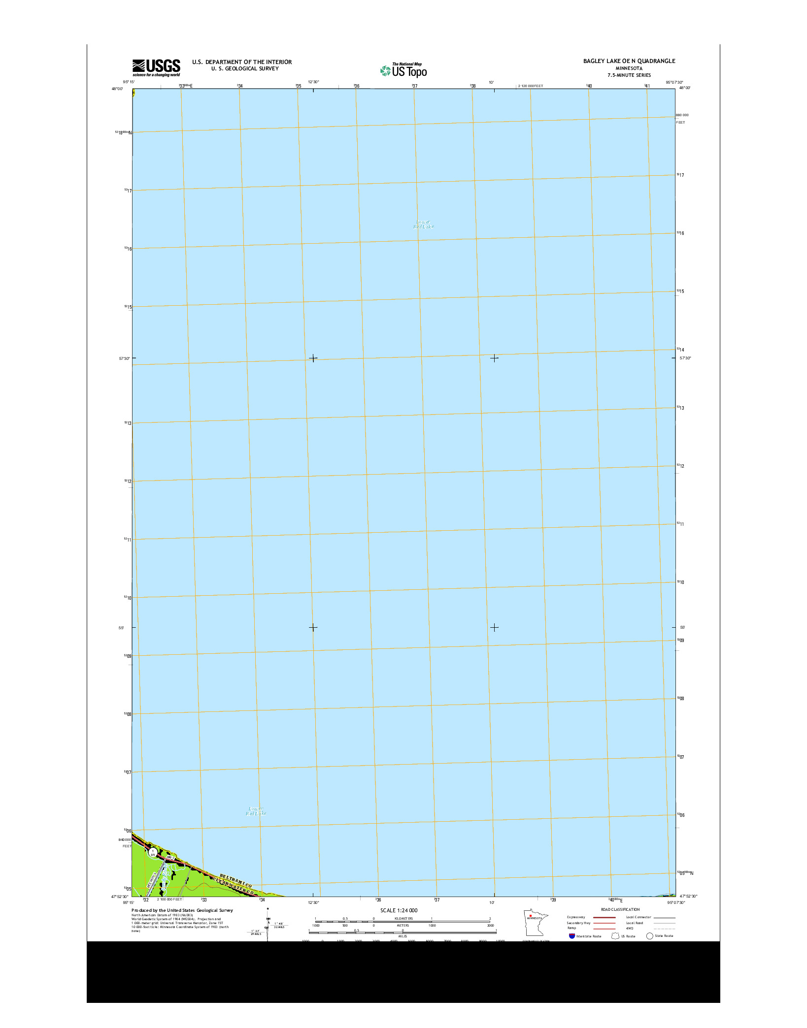 USGS US TOPO 7.5-MINUTE MAP FOR BAGLEY LAKE OE N, MN 2013