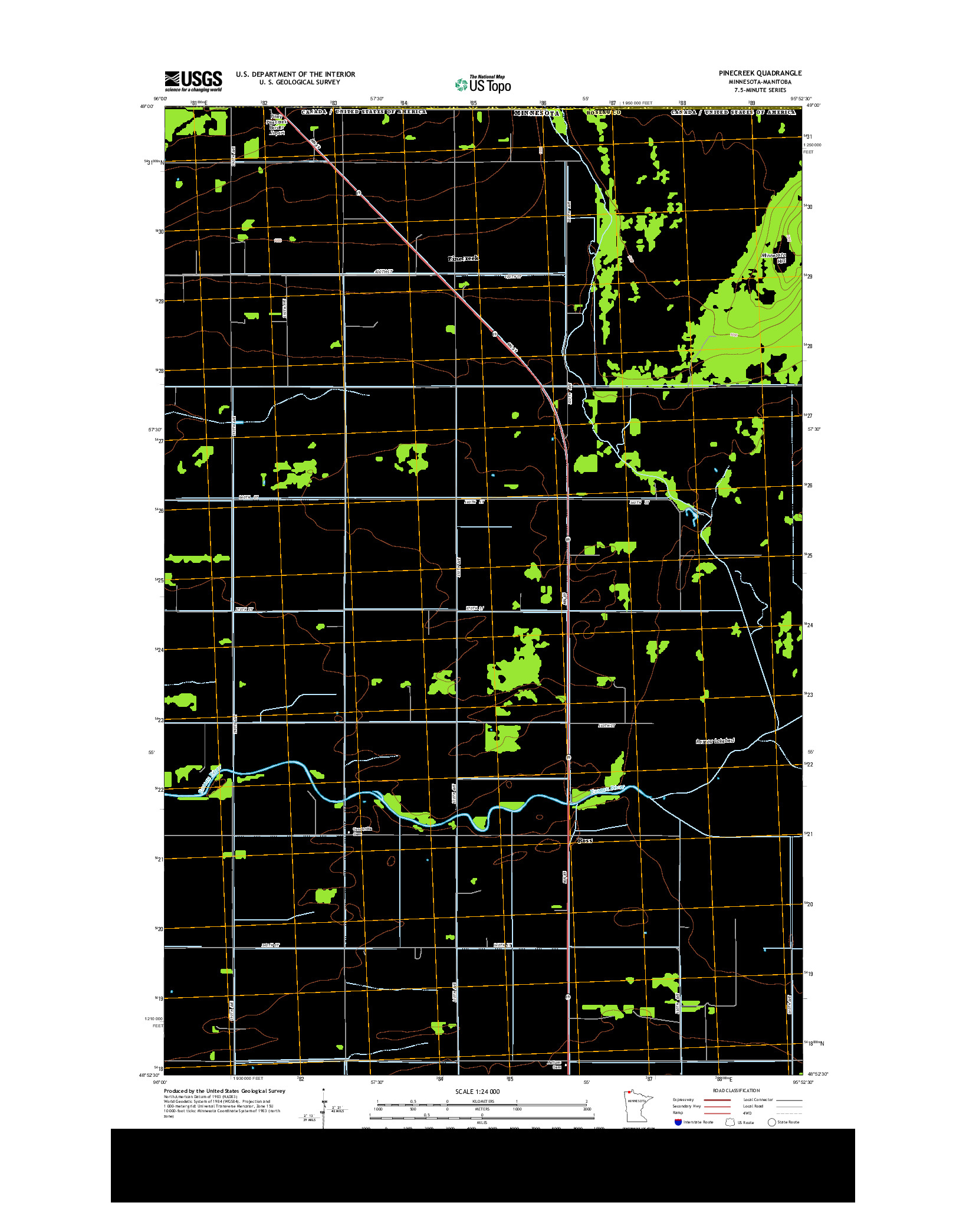 USGS US TOPO 7.5-MINUTE MAP FOR PINECREEK, MN-MB 2013