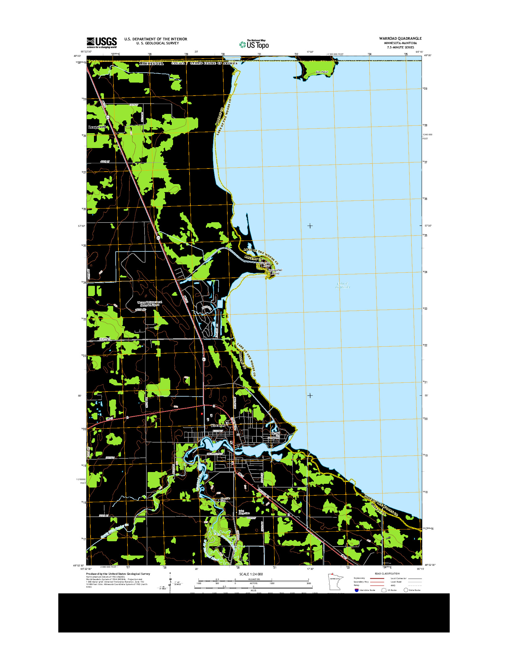 USGS US TOPO 7.5-MINUTE MAP FOR WARROAD, MN-MB 2013