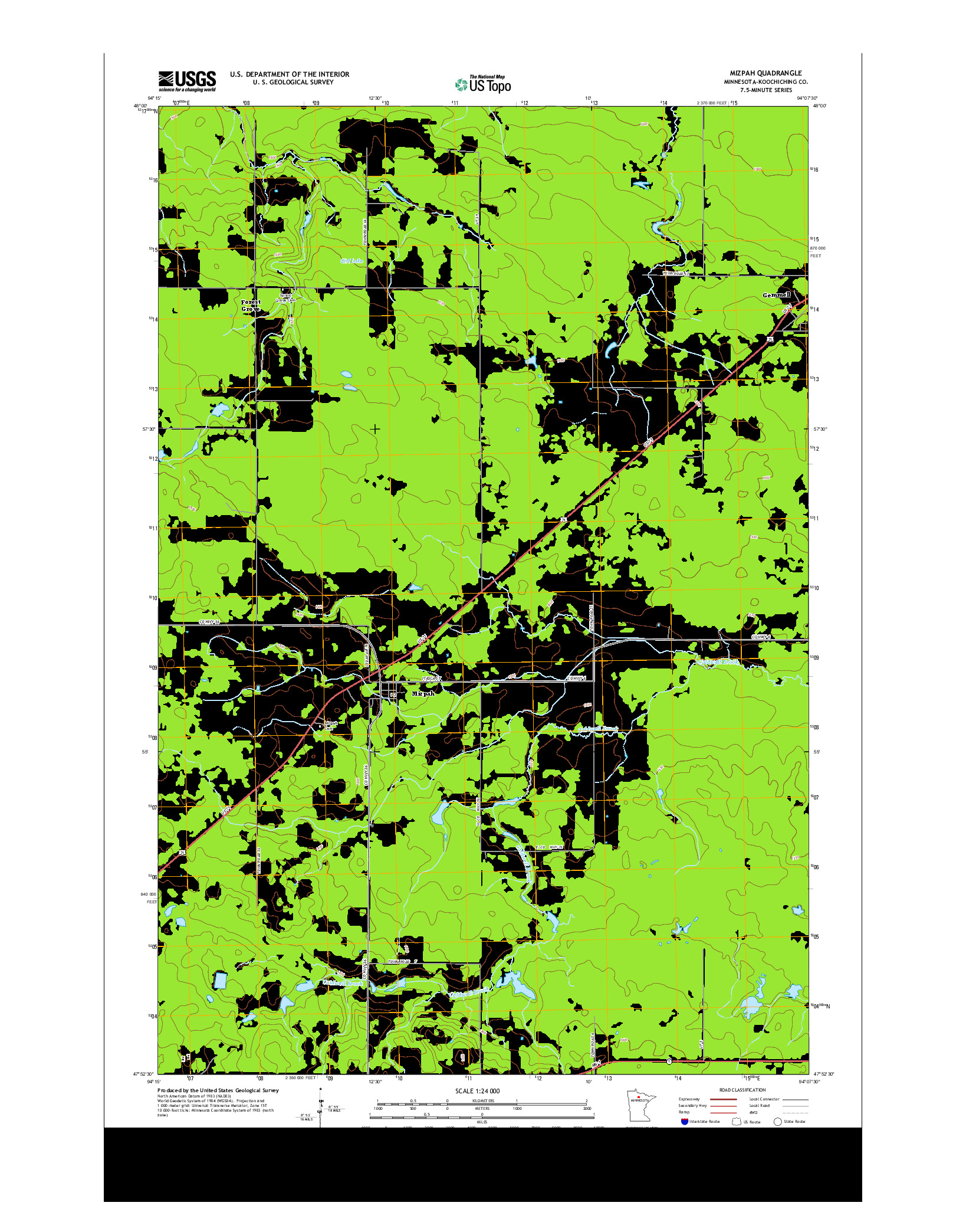 USGS US TOPO 7.5-MINUTE MAP FOR MIZPAH, MN 2013