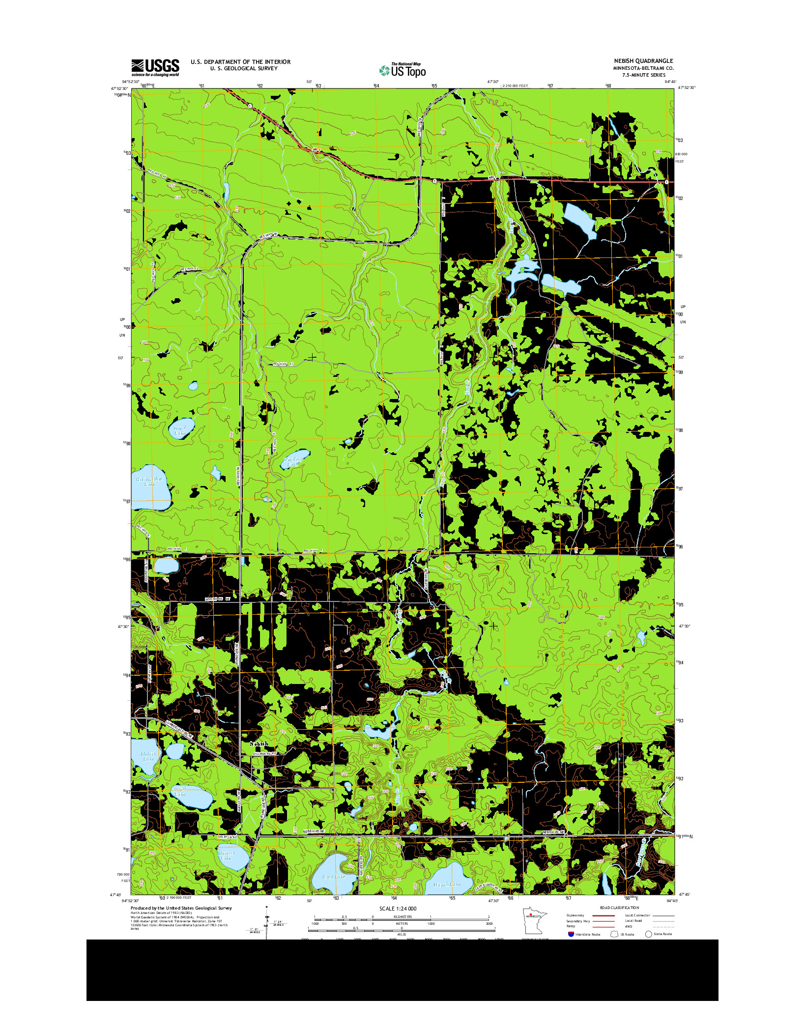 USGS US TOPO 7.5-MINUTE MAP FOR NEBISH, MN 2013