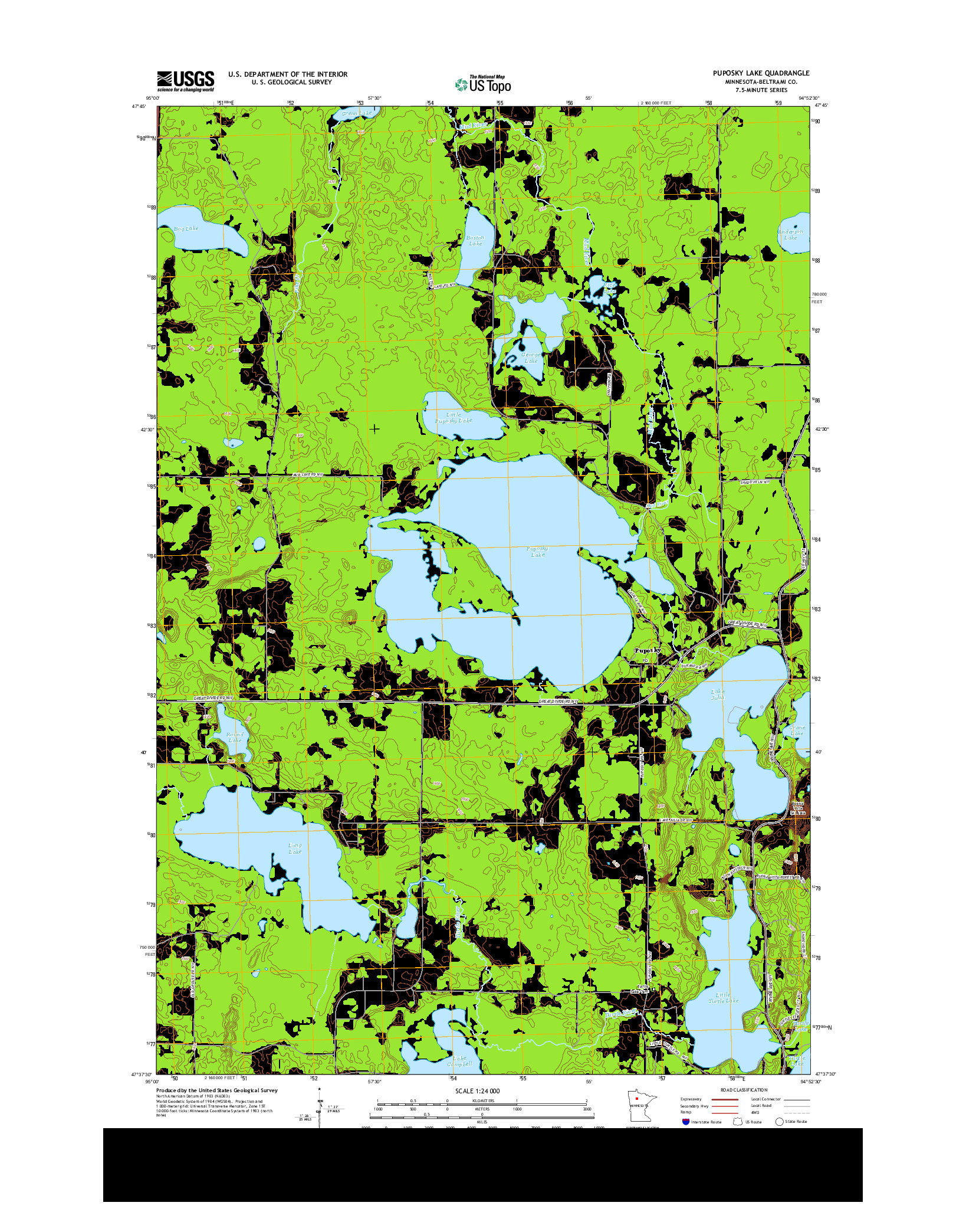 USGS US TOPO 7.5-MINUTE MAP FOR PUPOSKY LAKE, MN 2013