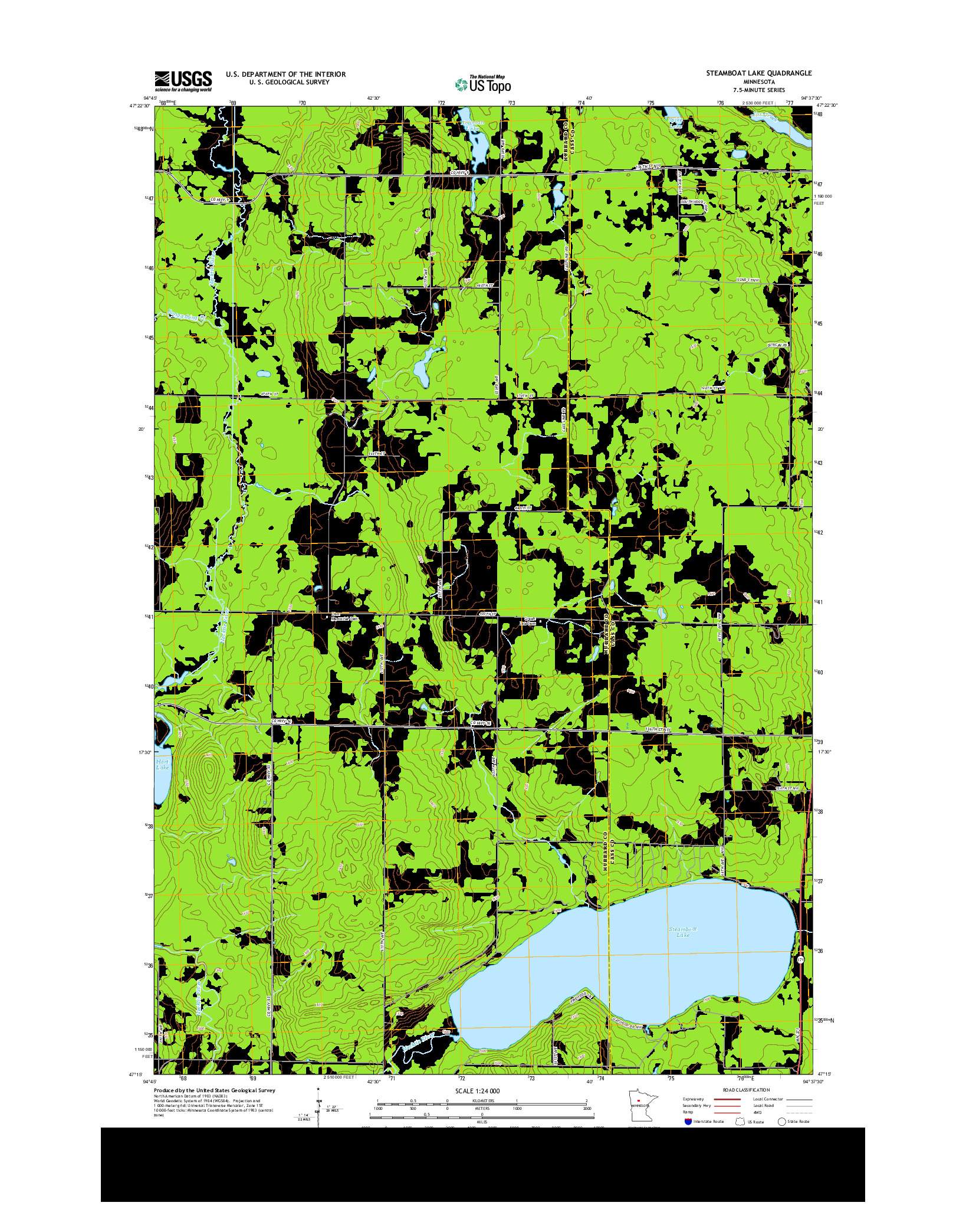 USGS US TOPO 7.5-MINUTE MAP FOR STEAMBOAT LAKE, MN 2013