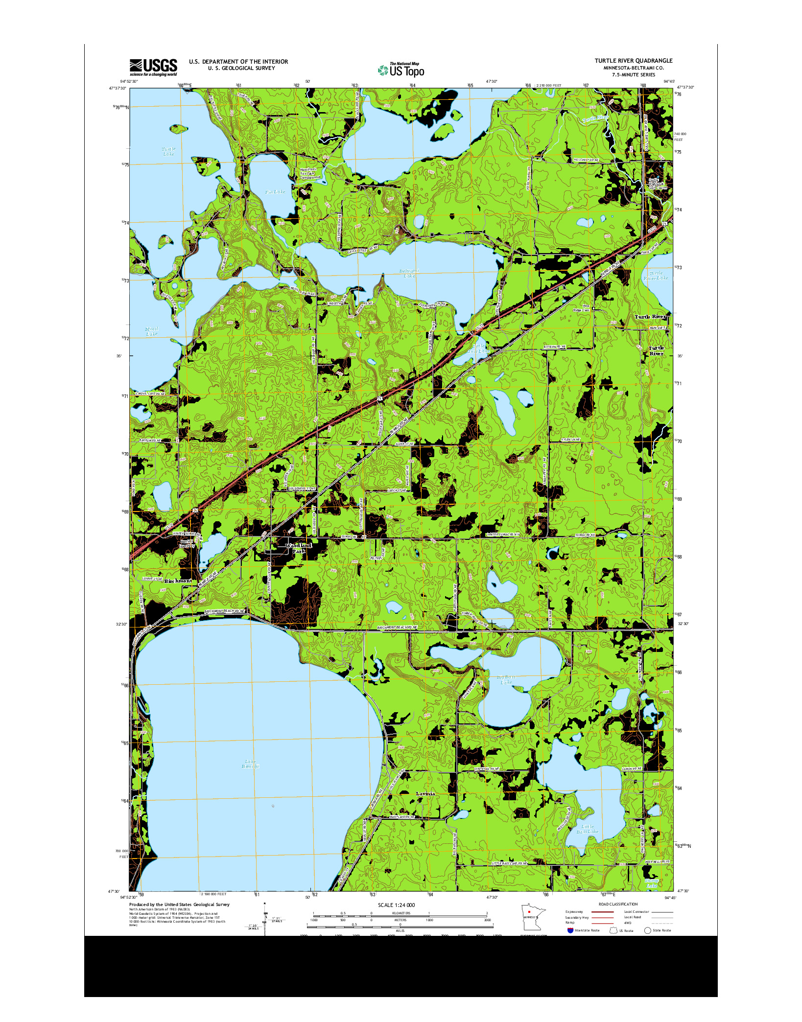 USGS US TOPO 7.5-MINUTE MAP FOR TURTLE RIVER, MN 2013