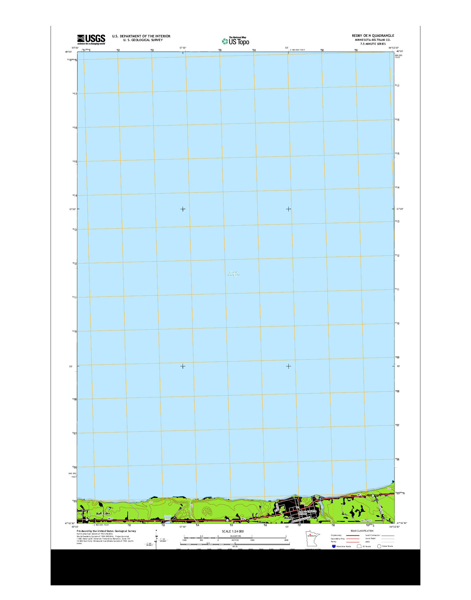 USGS US TOPO 7.5-MINUTE MAP FOR REDBY OE N, MN 2013