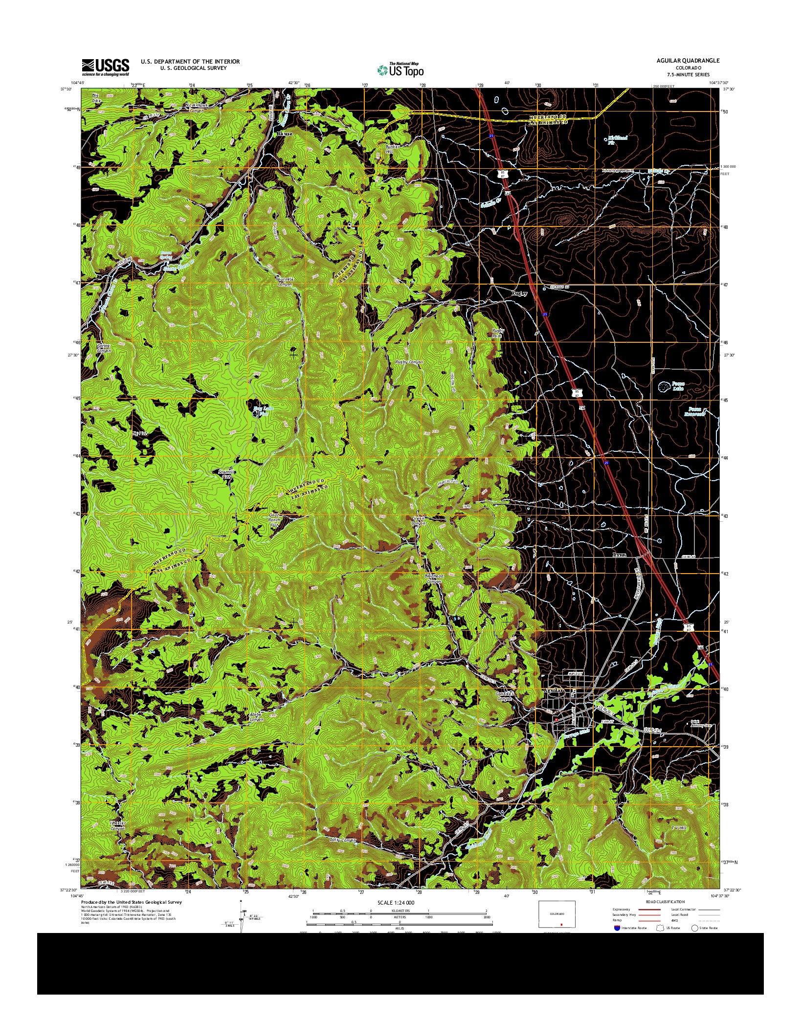 USGS US TOPO 7.5-MINUTE MAP FOR AGUILAR, CO 2013