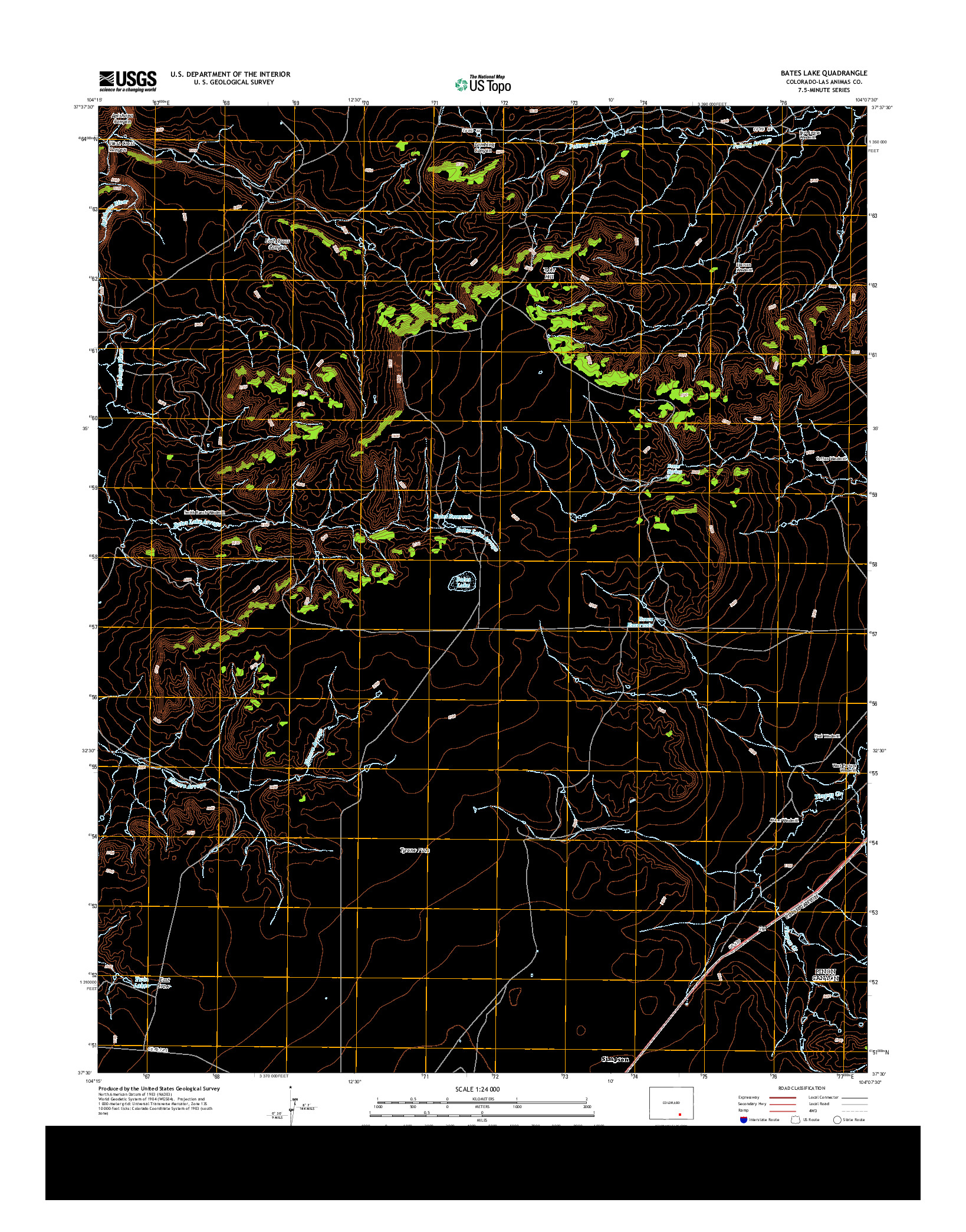USGS US TOPO 7.5-MINUTE MAP FOR BATES LAKE, CO 2013