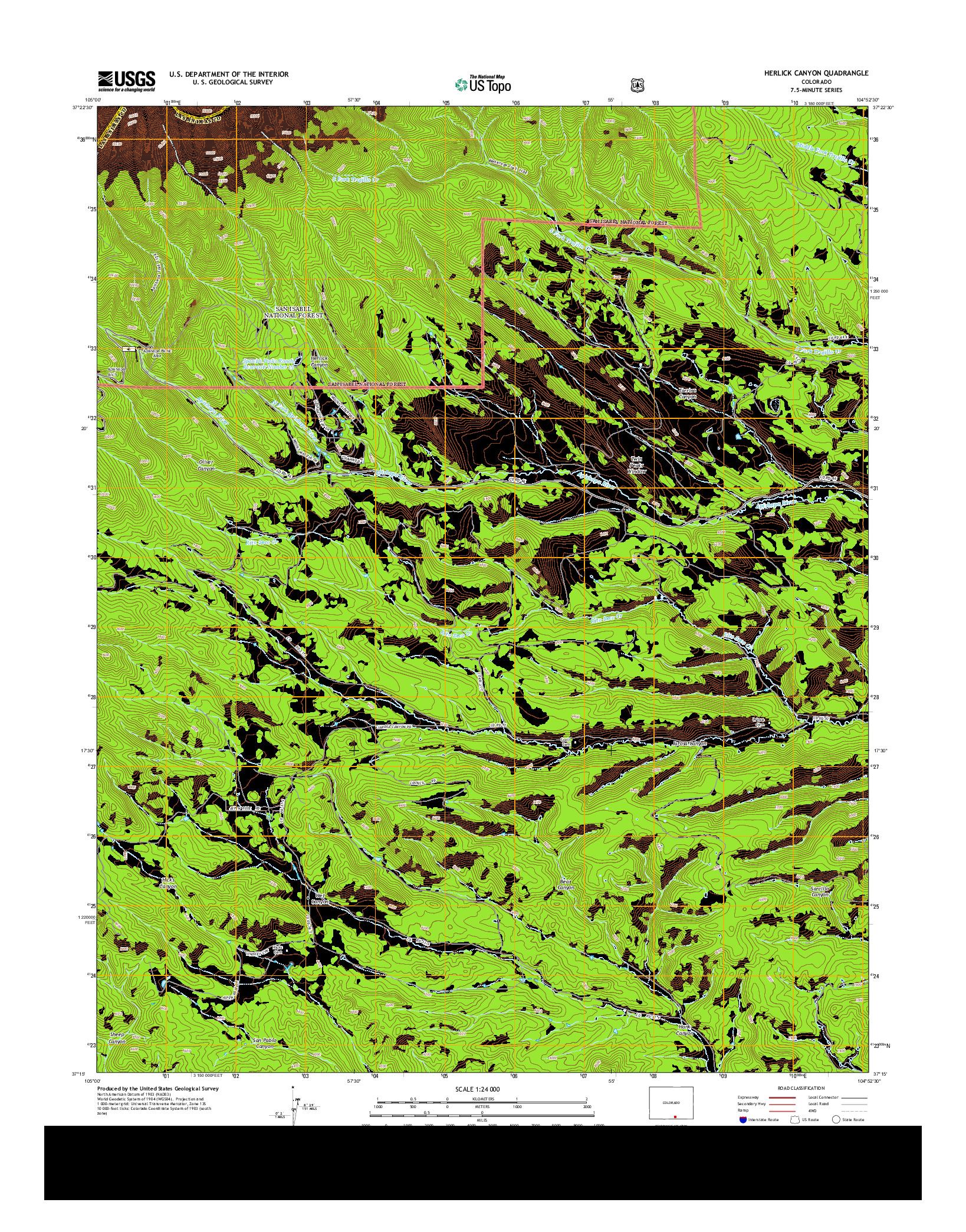 USGS US TOPO 7.5-MINUTE MAP FOR HERLICK CANYON, CO 2013