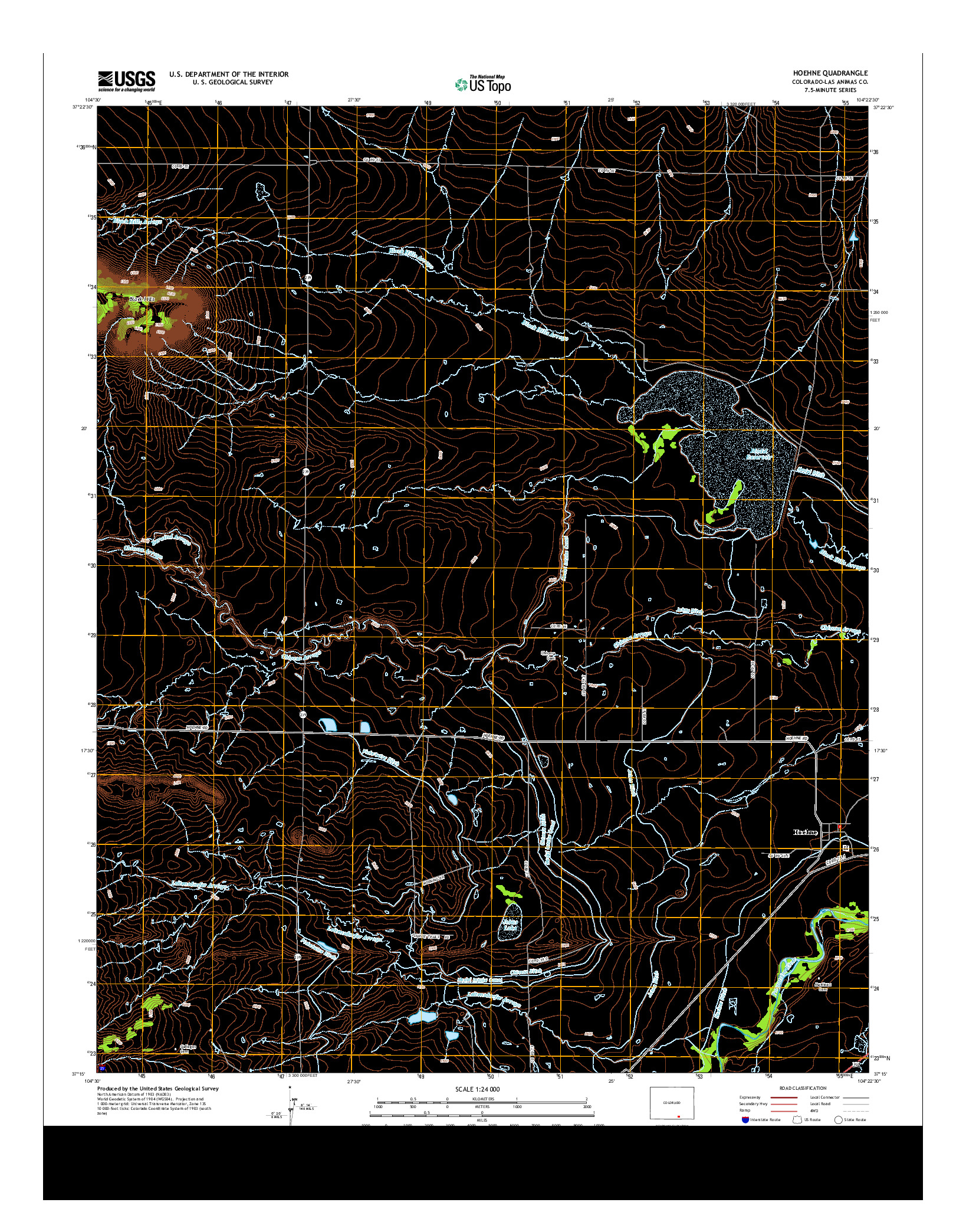 USGS US TOPO 7.5-MINUTE MAP FOR HOEHNE, CO 2013