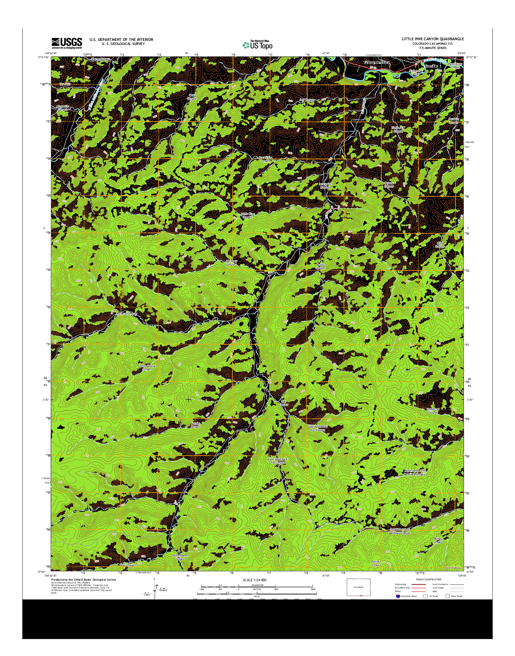 USGS US TOPO 7.5-MINUTE MAP FOR LITTLE PINE CANYON, CO 2013