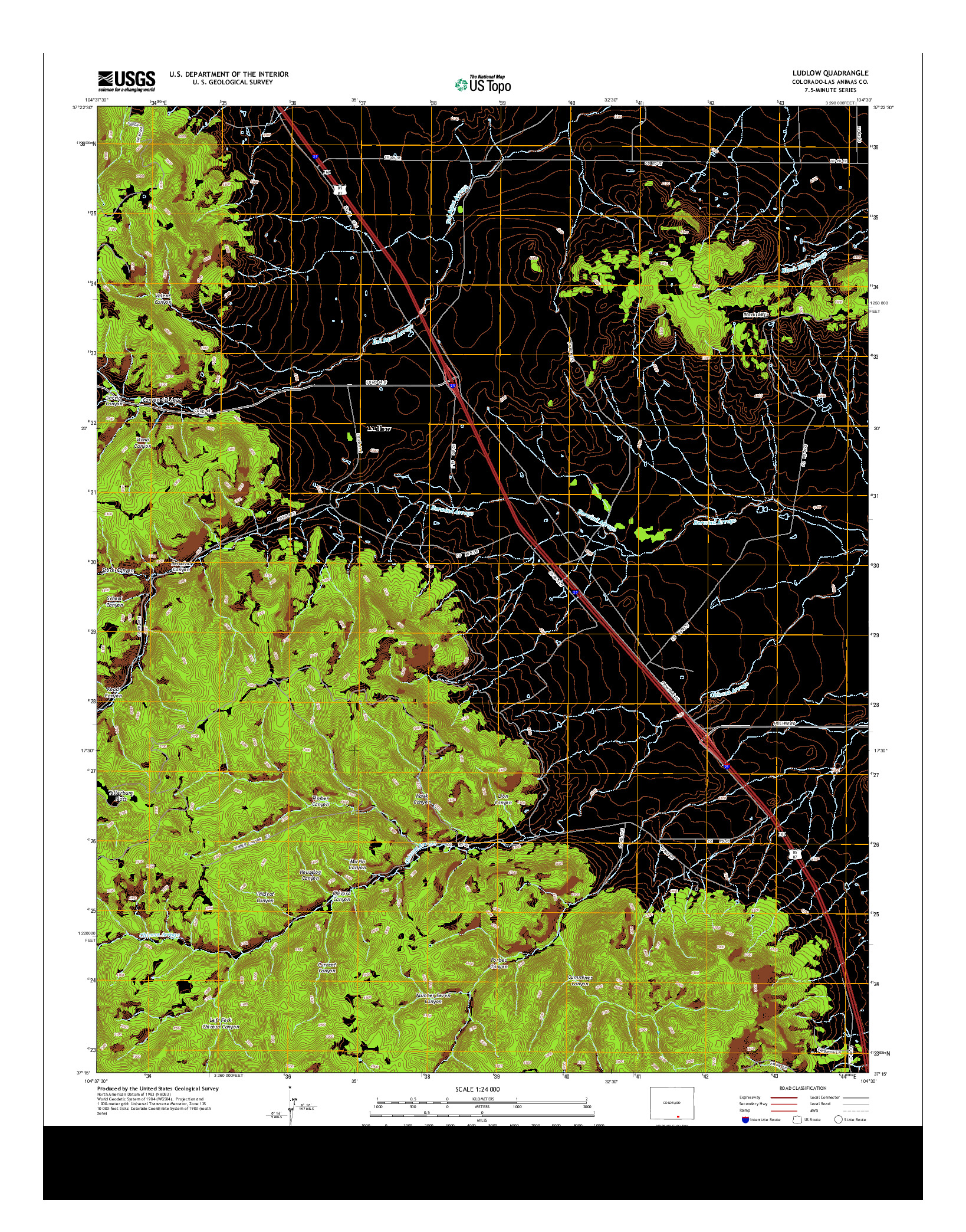 USGS US TOPO 7.5-MINUTE MAP FOR LUDLOW, CO 2013