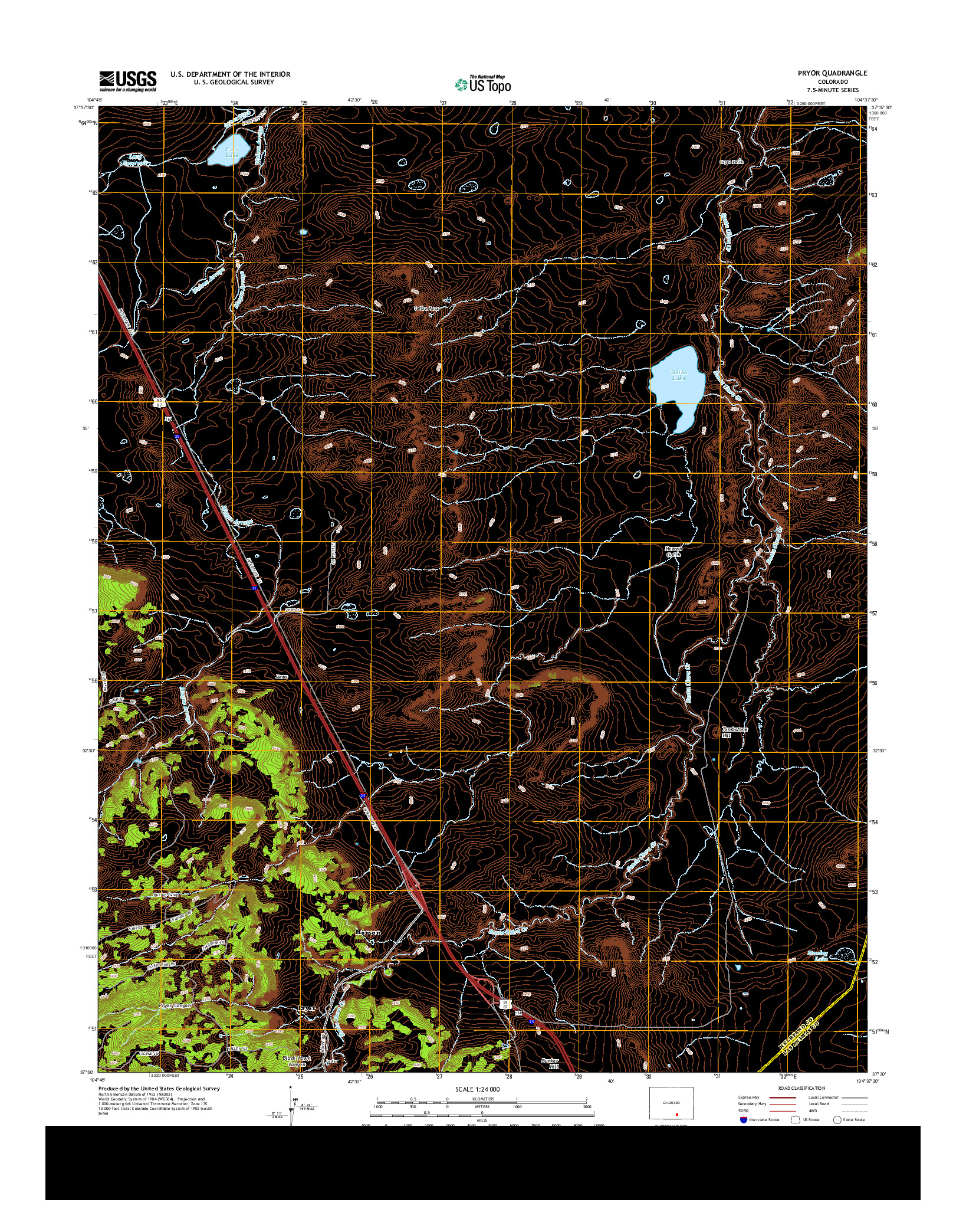 USGS US TOPO 7.5-MINUTE MAP FOR PRYOR, CO 2013