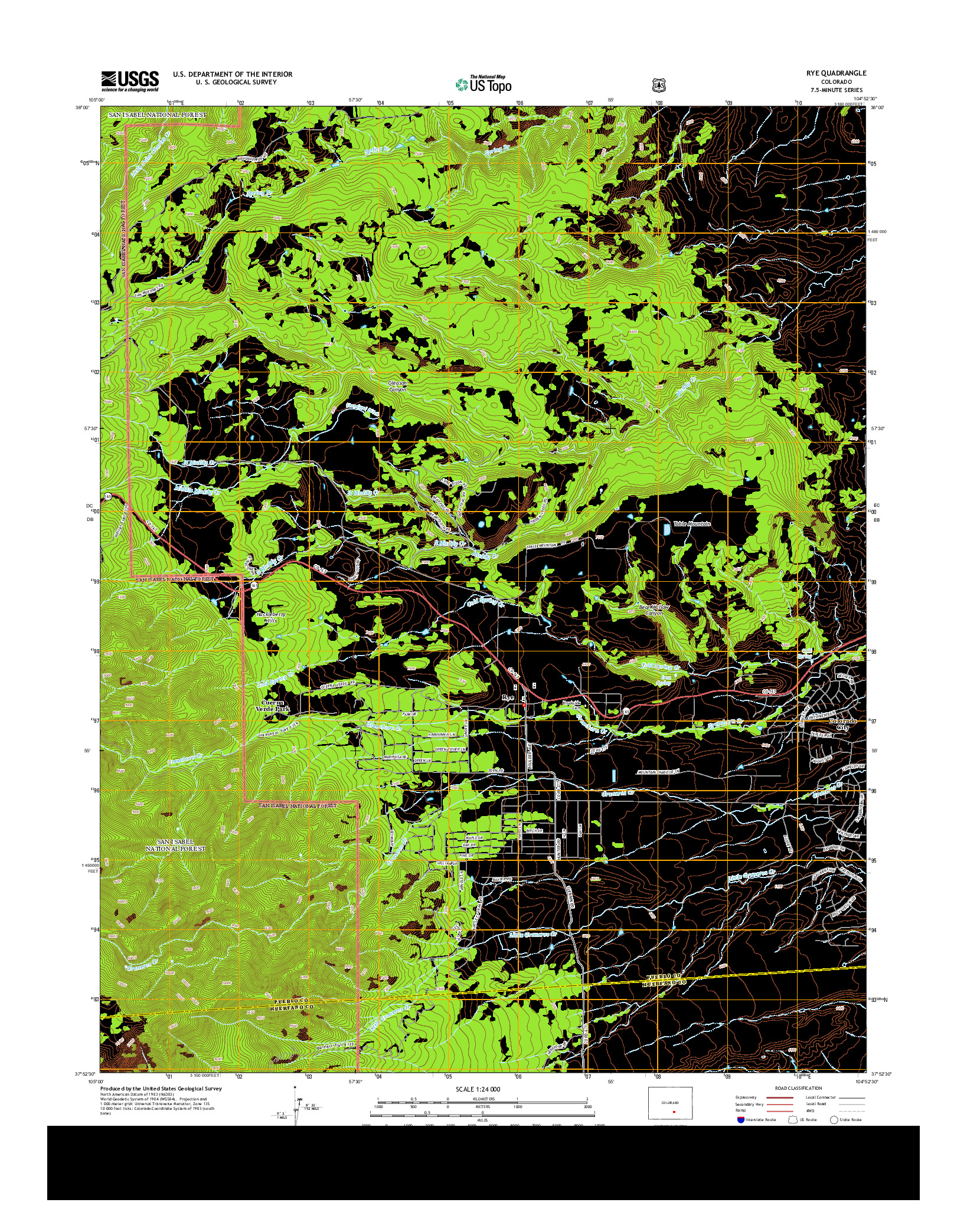 USGS US TOPO 7.5-MINUTE MAP FOR RYE, CO 2013