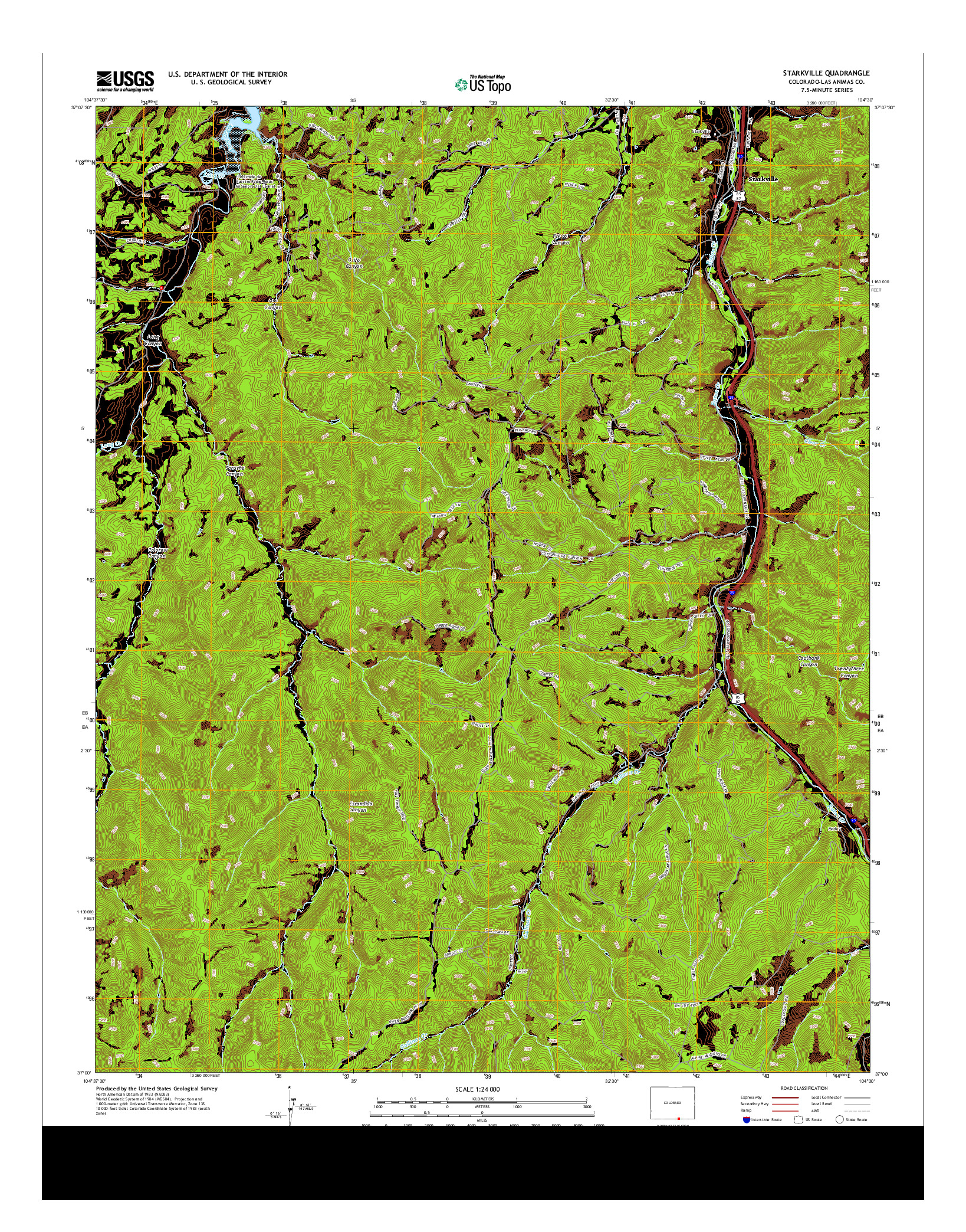 USGS US TOPO 7.5-MINUTE MAP FOR STARKVILLE, CO 2013