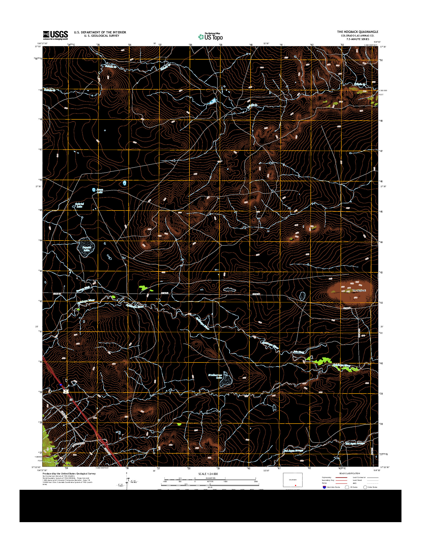 USGS US TOPO 7.5-MINUTE MAP FOR THE HOGBACK, CO 2013