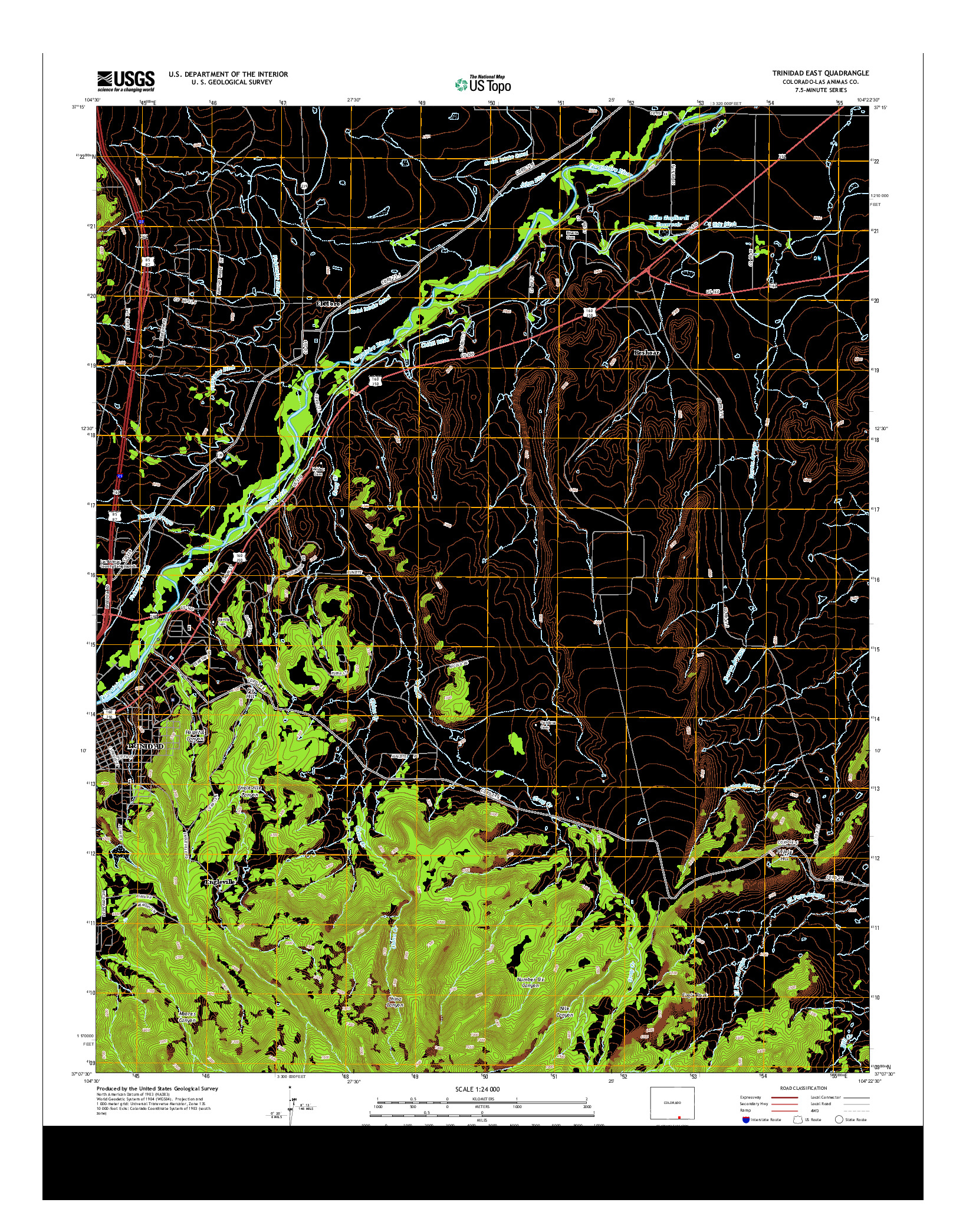 USGS US TOPO 7.5-MINUTE MAP FOR TRINIDAD EAST, CO 2013