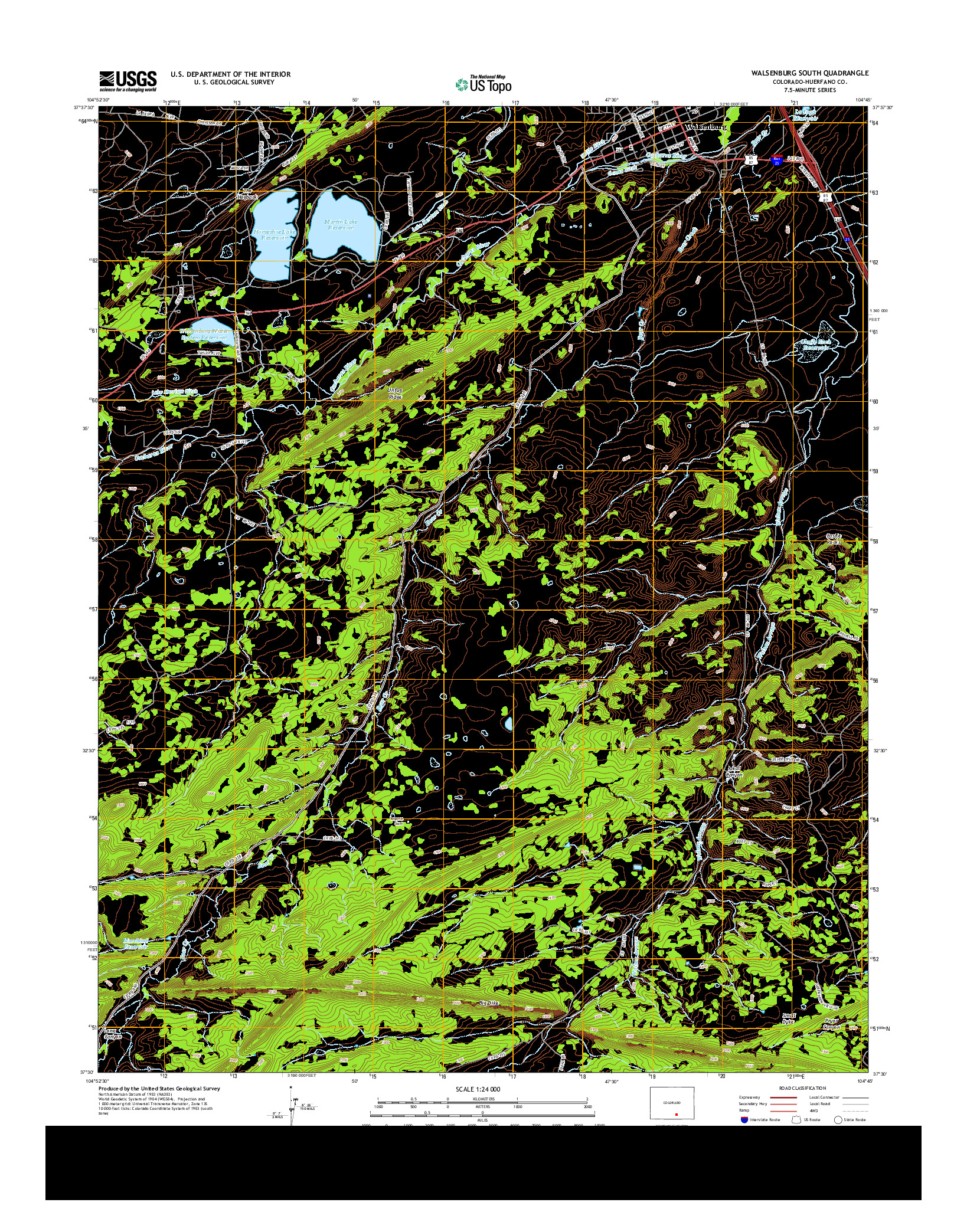 USGS US TOPO 7.5-MINUTE MAP FOR WALSENBURG SOUTH, CO 2013