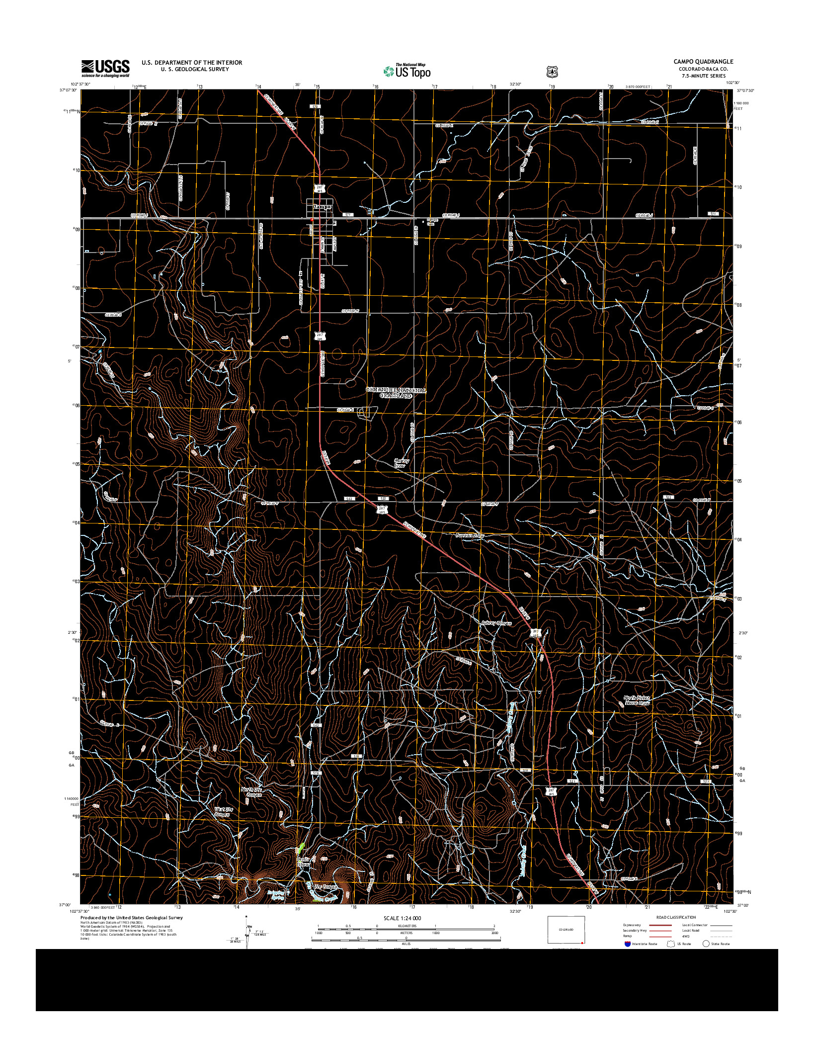 USGS US TOPO 7.5-MINUTE MAP FOR CAMPO, CO 2013