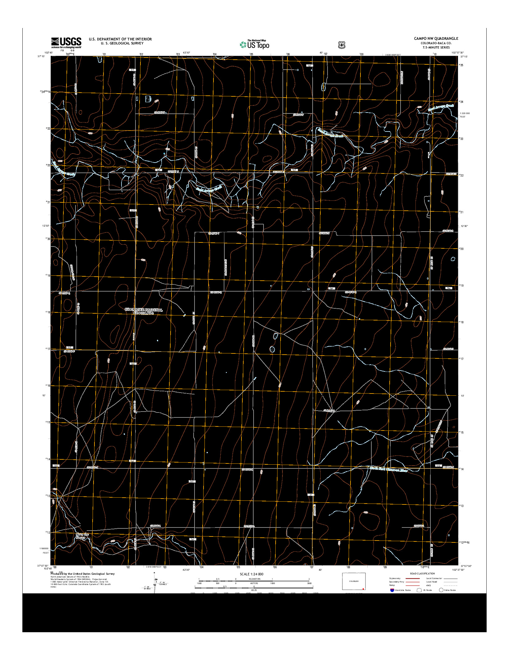 USGS US TOPO 7.5-MINUTE MAP FOR CAMPO NW, CO 2013