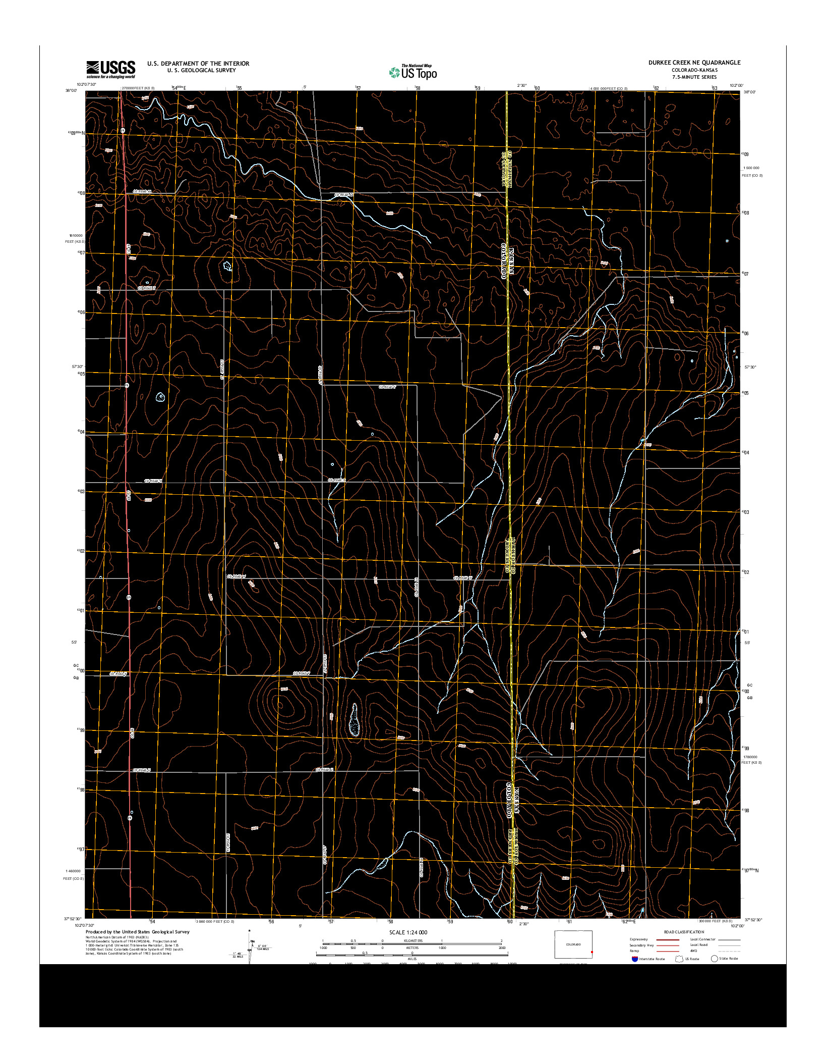 USGS US TOPO 7.5-MINUTE MAP FOR DURKEE CREEK NE, CO-KS 2013