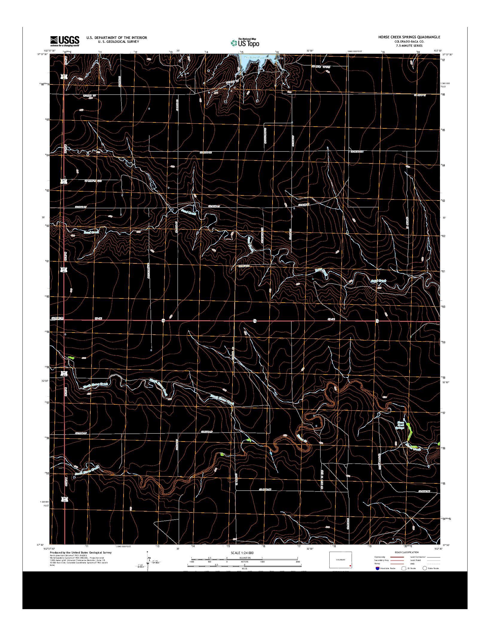USGS US TOPO 7.5-MINUTE MAP FOR HORSE CREEK SPRINGS, CO 2013