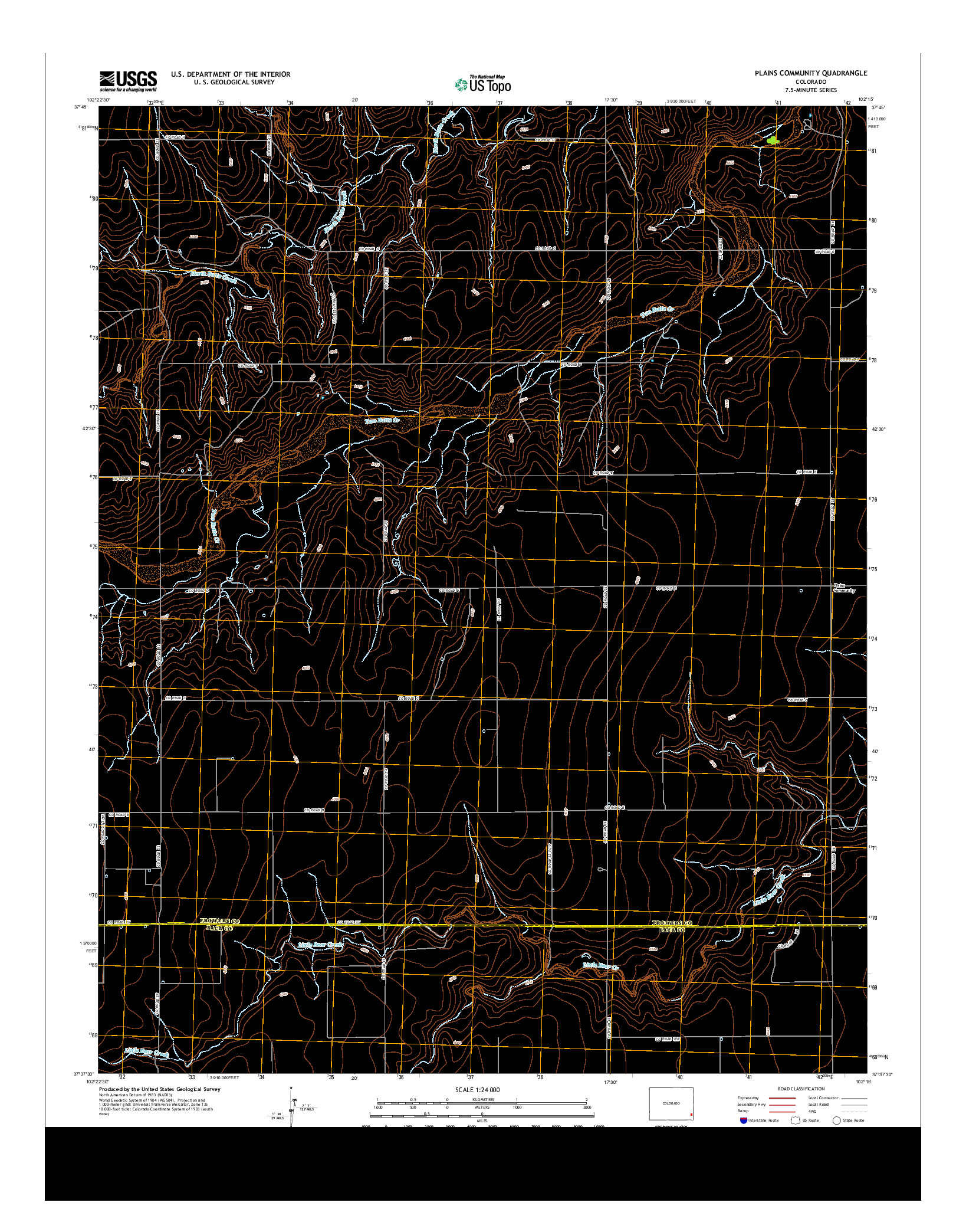 USGS US TOPO 7.5-MINUTE MAP FOR PLAINS COMMUNITY, CO 2013
