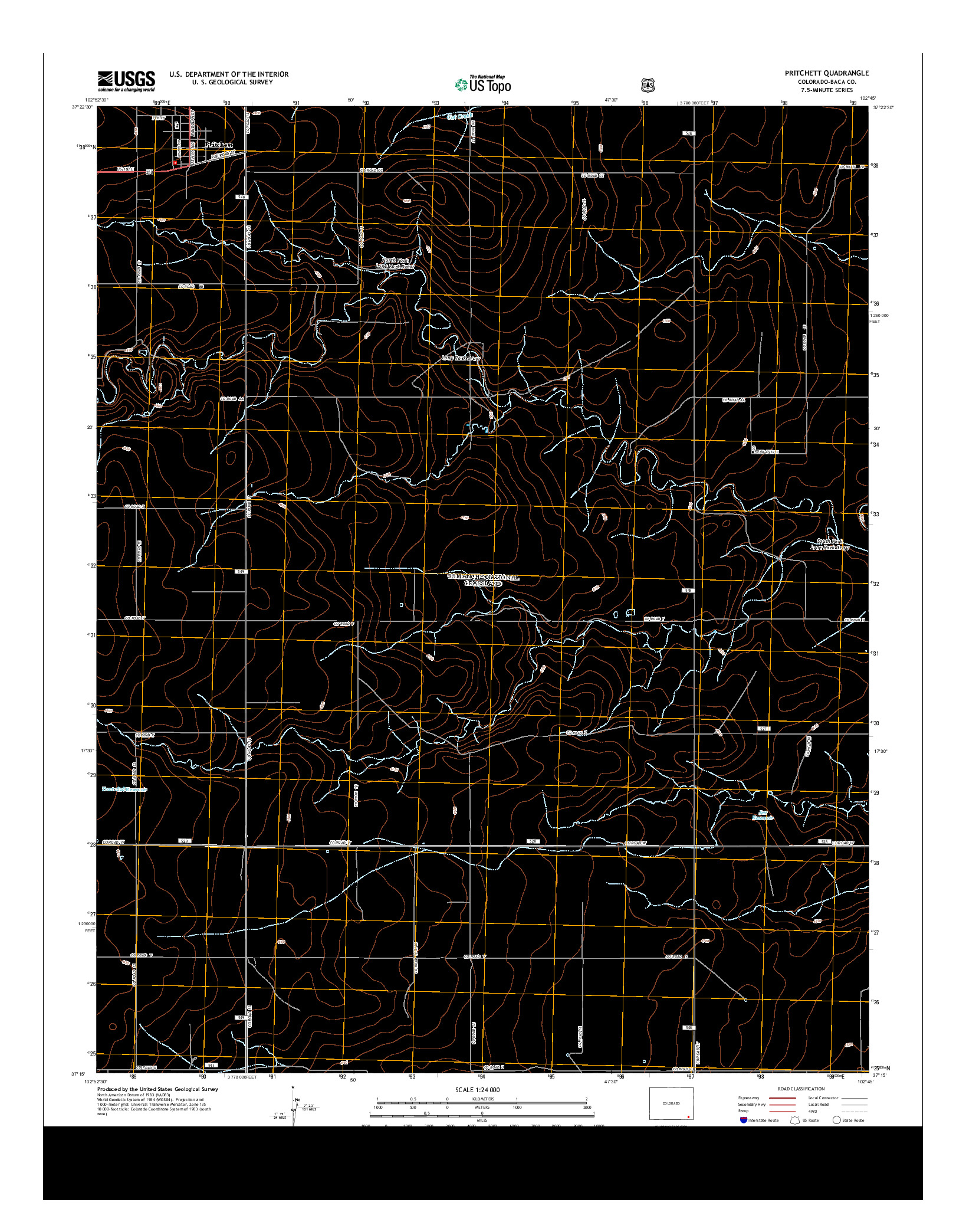 USGS US TOPO 7.5-MINUTE MAP FOR PRITCHETT, CO 2013