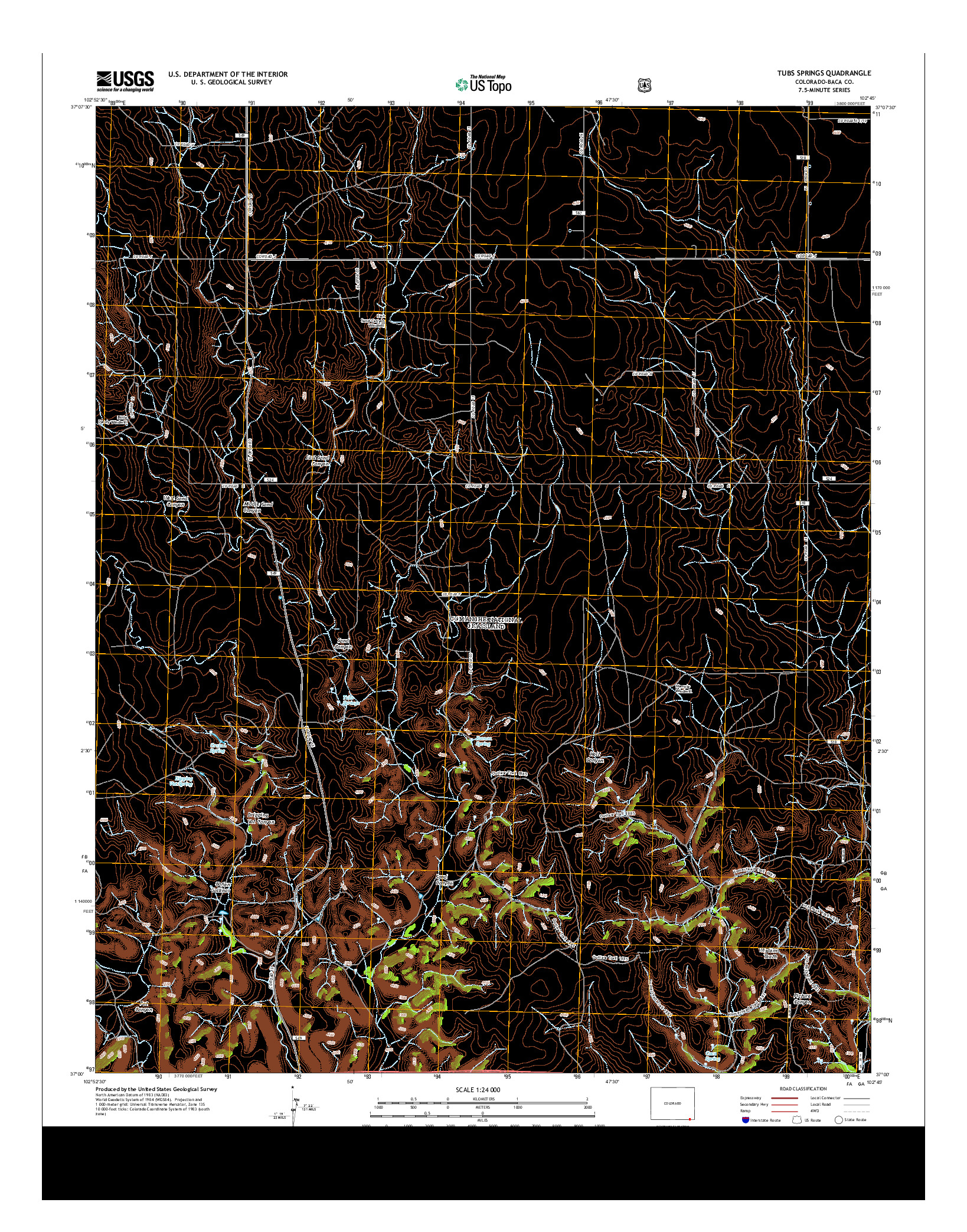 USGS US TOPO 7.5-MINUTE MAP FOR TUBS SPRINGS, CO 2013