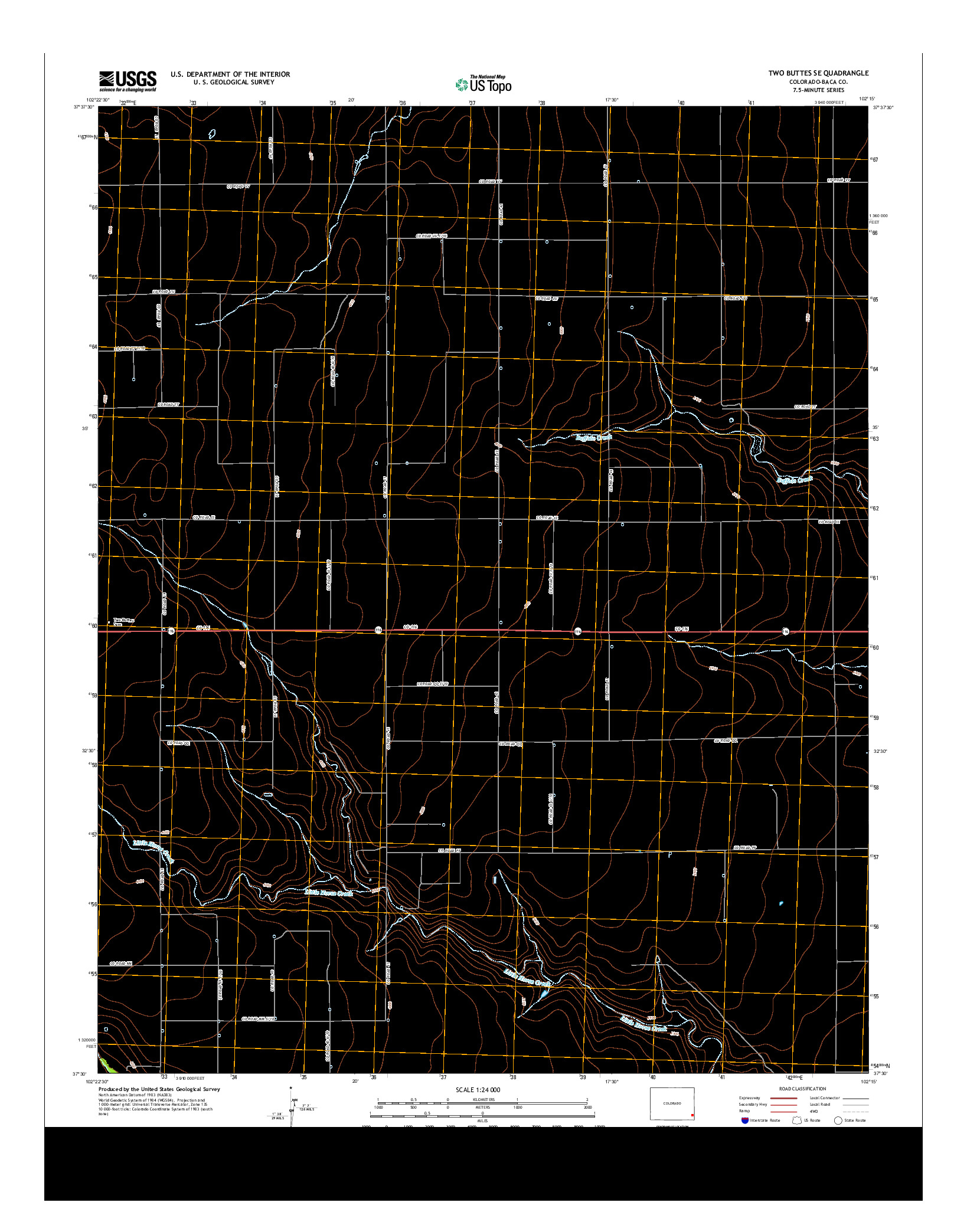 USGS US TOPO 7.5-MINUTE MAP FOR TWO BUTTES SE, CO 2013