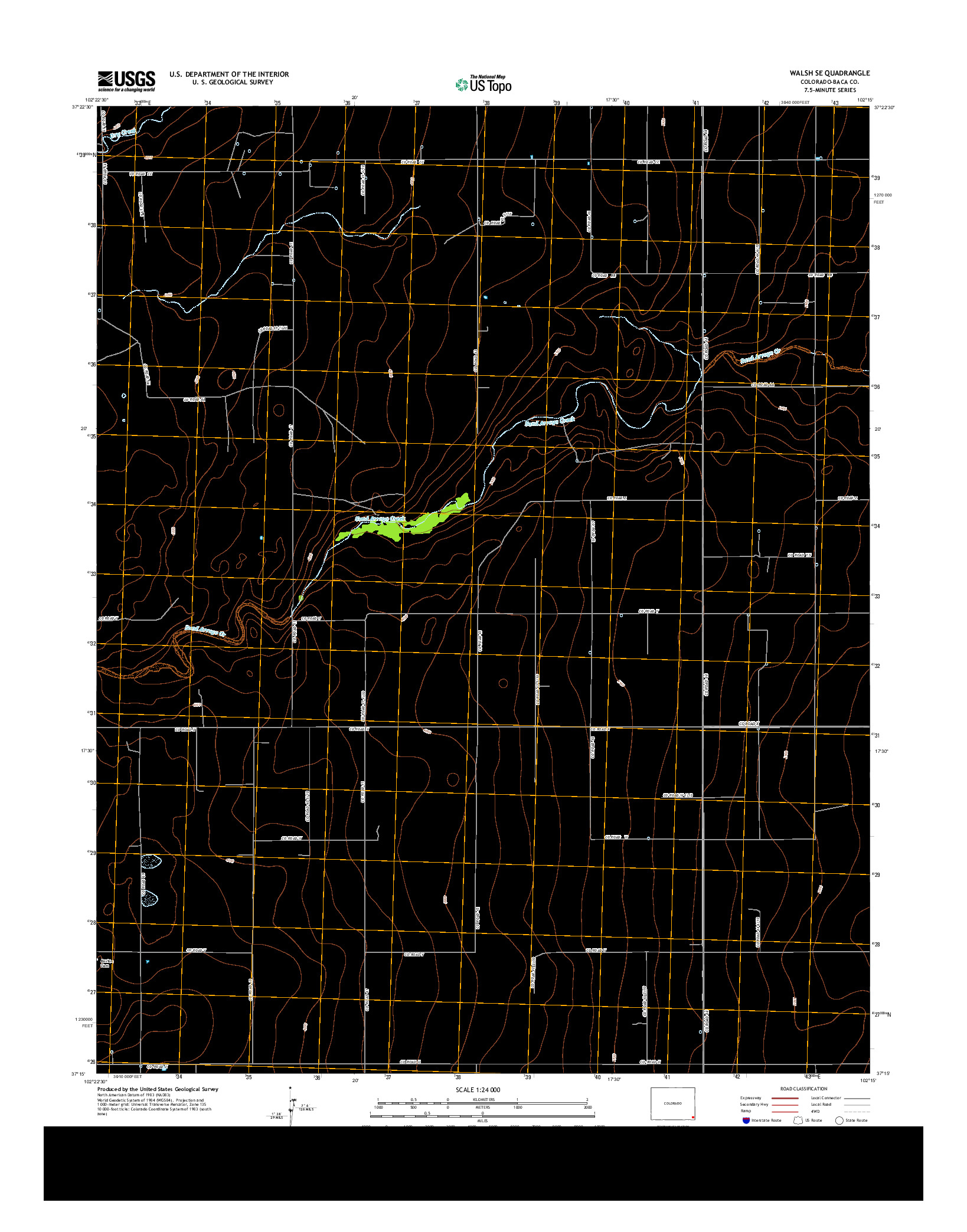 USGS US TOPO 7.5-MINUTE MAP FOR WALSH SE, CO 2013