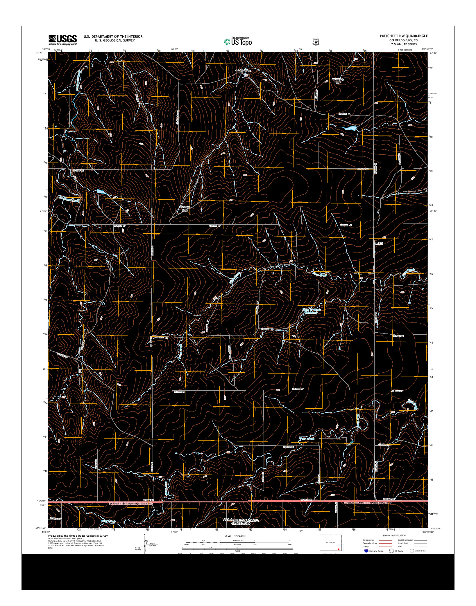 USGS US TOPO 7.5-MINUTE MAP FOR PRITCHETT NW, CO 2013