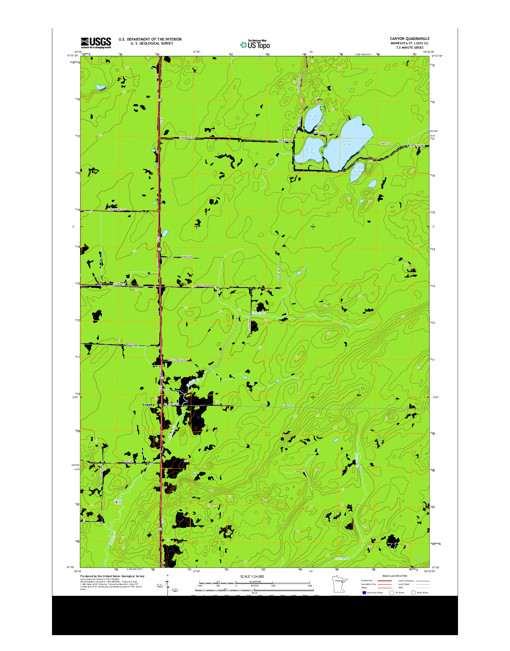 USGS US TOPO 7.5-MINUTE MAP FOR CANYON, MN 2013