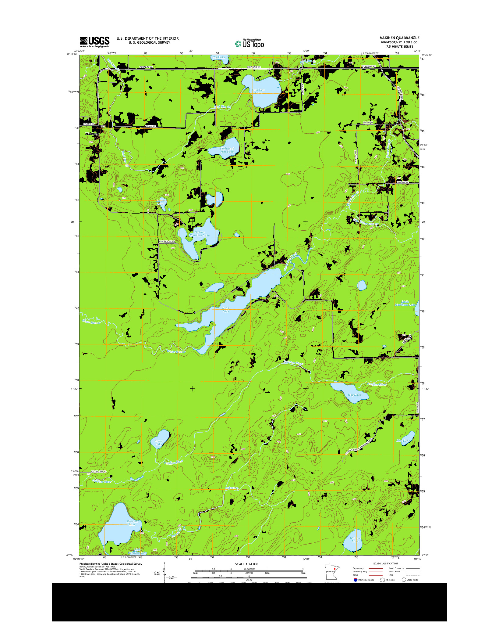 USGS US TOPO 7.5-MINUTE MAP FOR MAKINEN, MN 2013