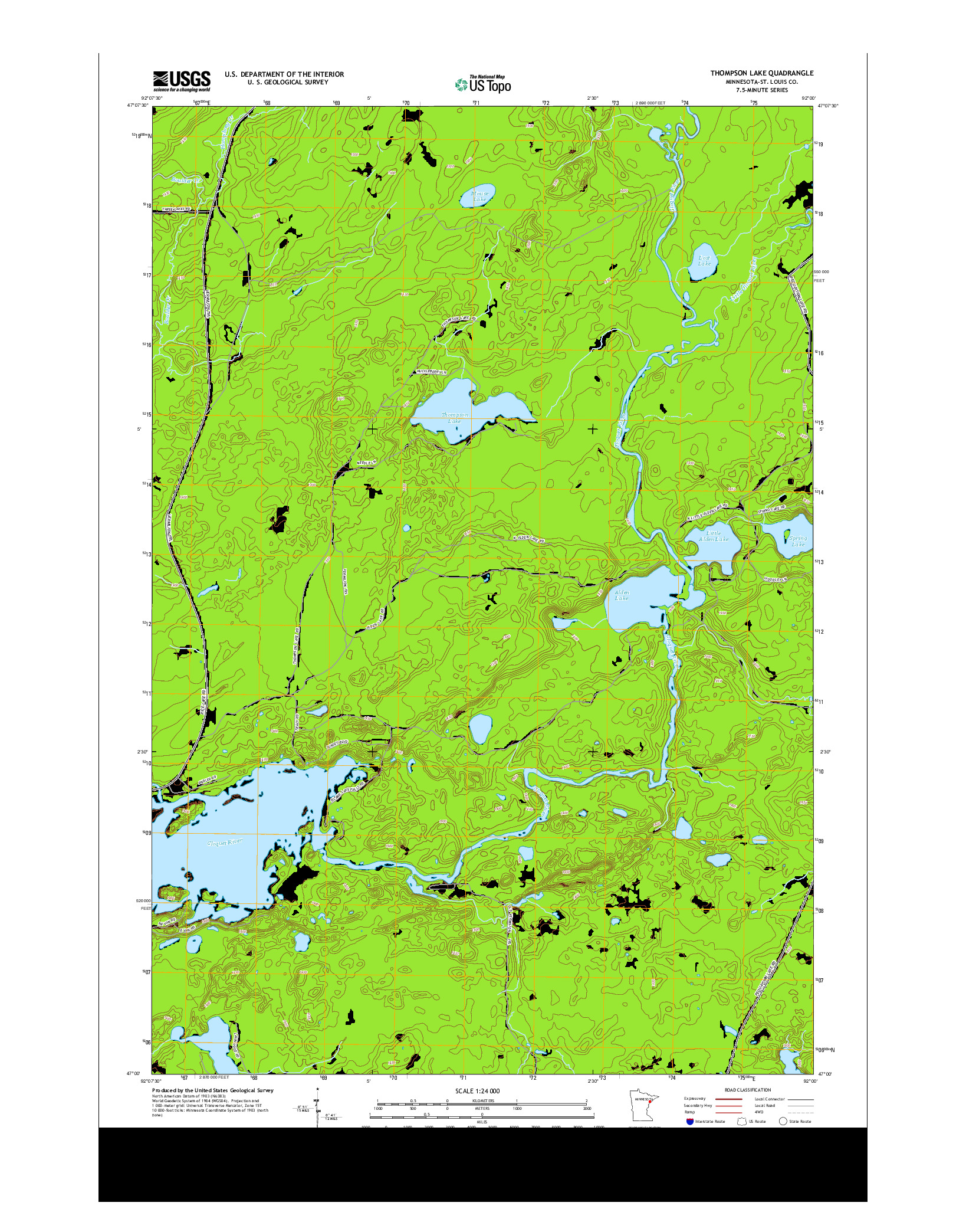 USGS US TOPO 7.5-MINUTE MAP FOR THOMPSON LAKE, MN 2013