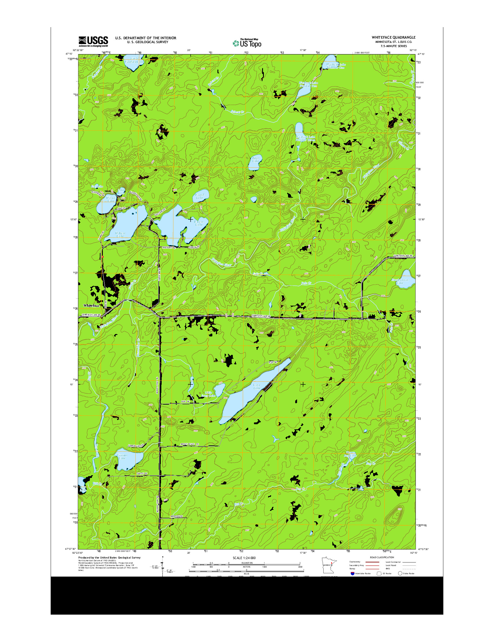USGS US TOPO 7.5-MINUTE MAP FOR WHITEFACE, MN 2013