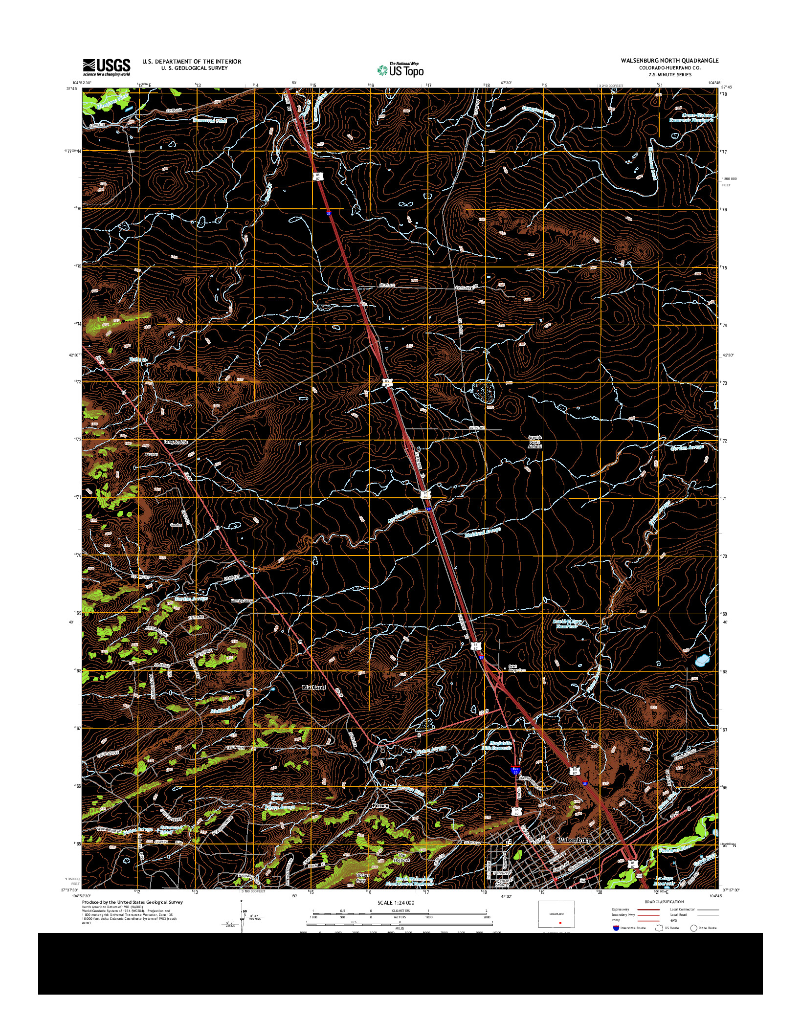 USGS US TOPO 7.5-MINUTE MAP FOR WALSENBURG NORTH, CO 2013